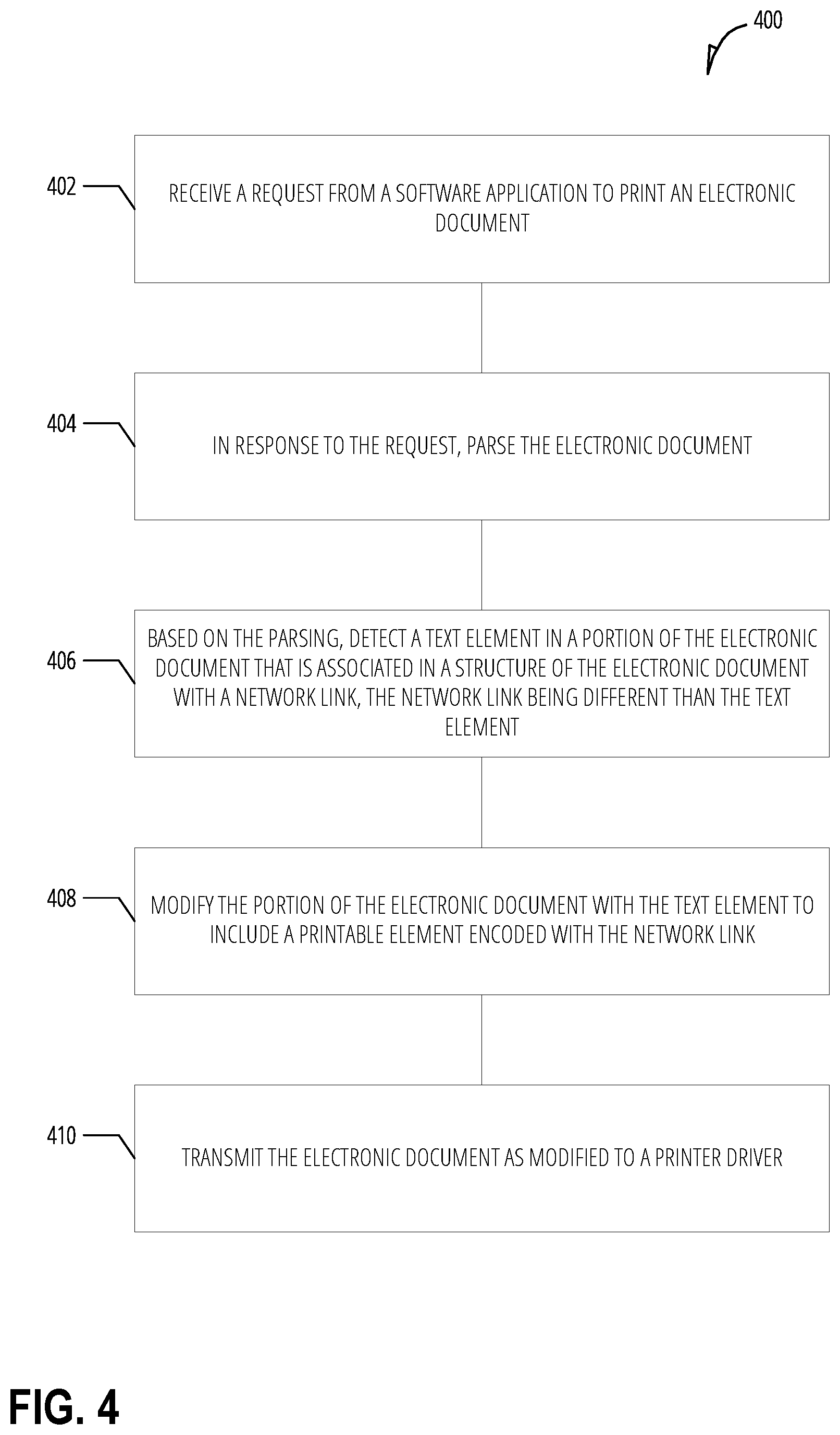 Patent US11847405 Figure 4 – Encoding hyperlink data in a printed document