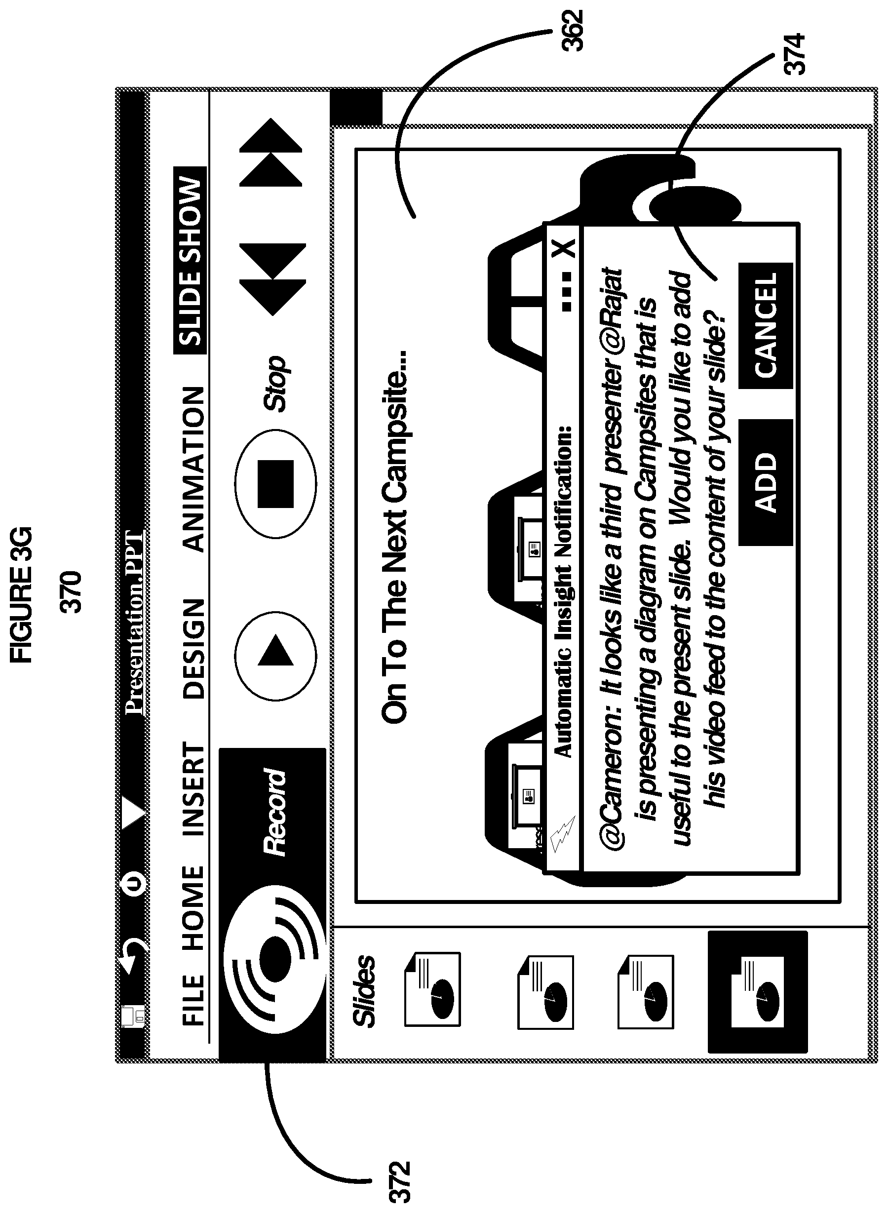 Patent US11847409 Figure 10 – Management of presentation content including interjecting live feeds into presentation content