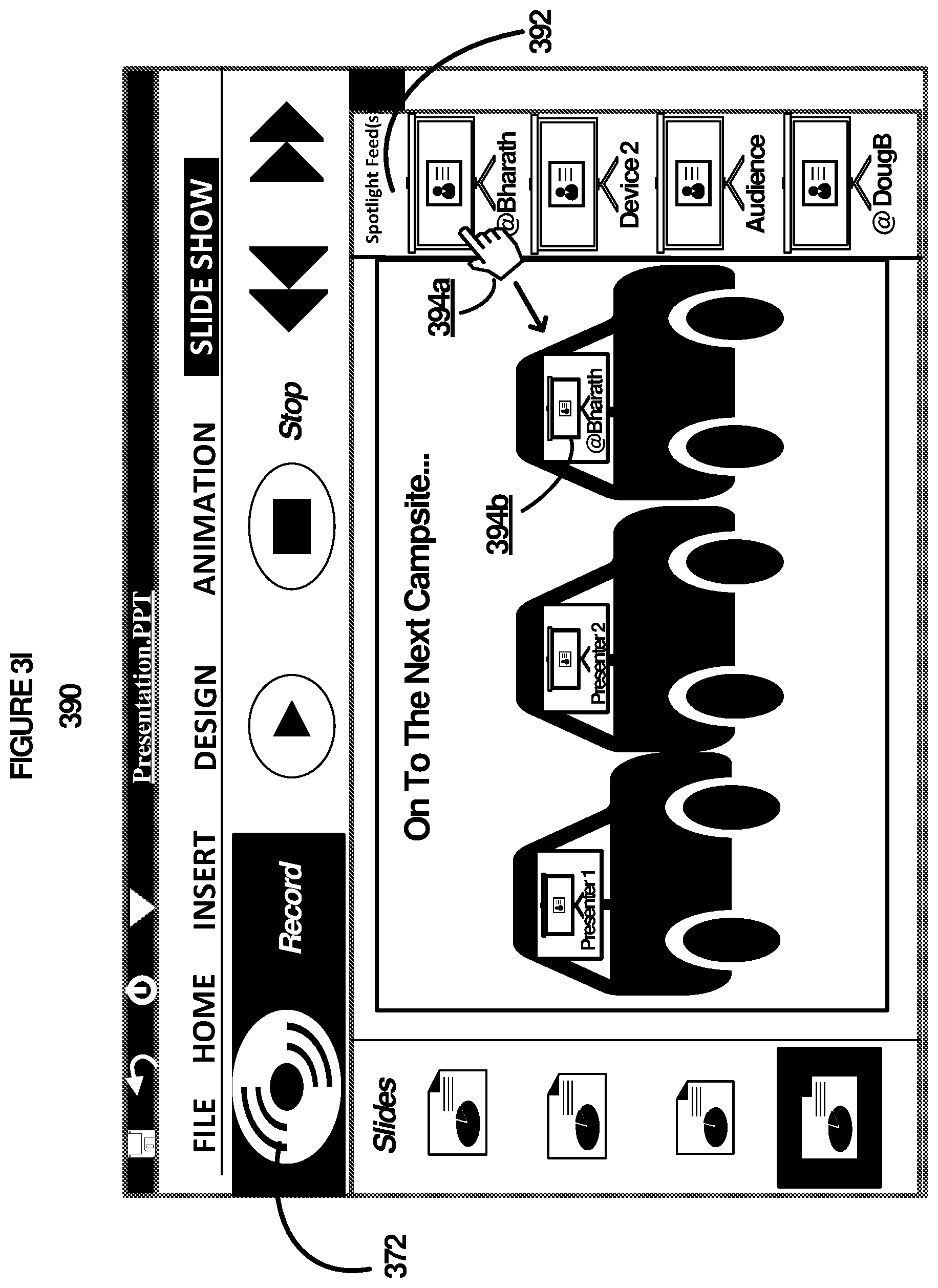 Patent US11847409 Figure 12 – Management of presentation content including interjecting live feeds into presentation content