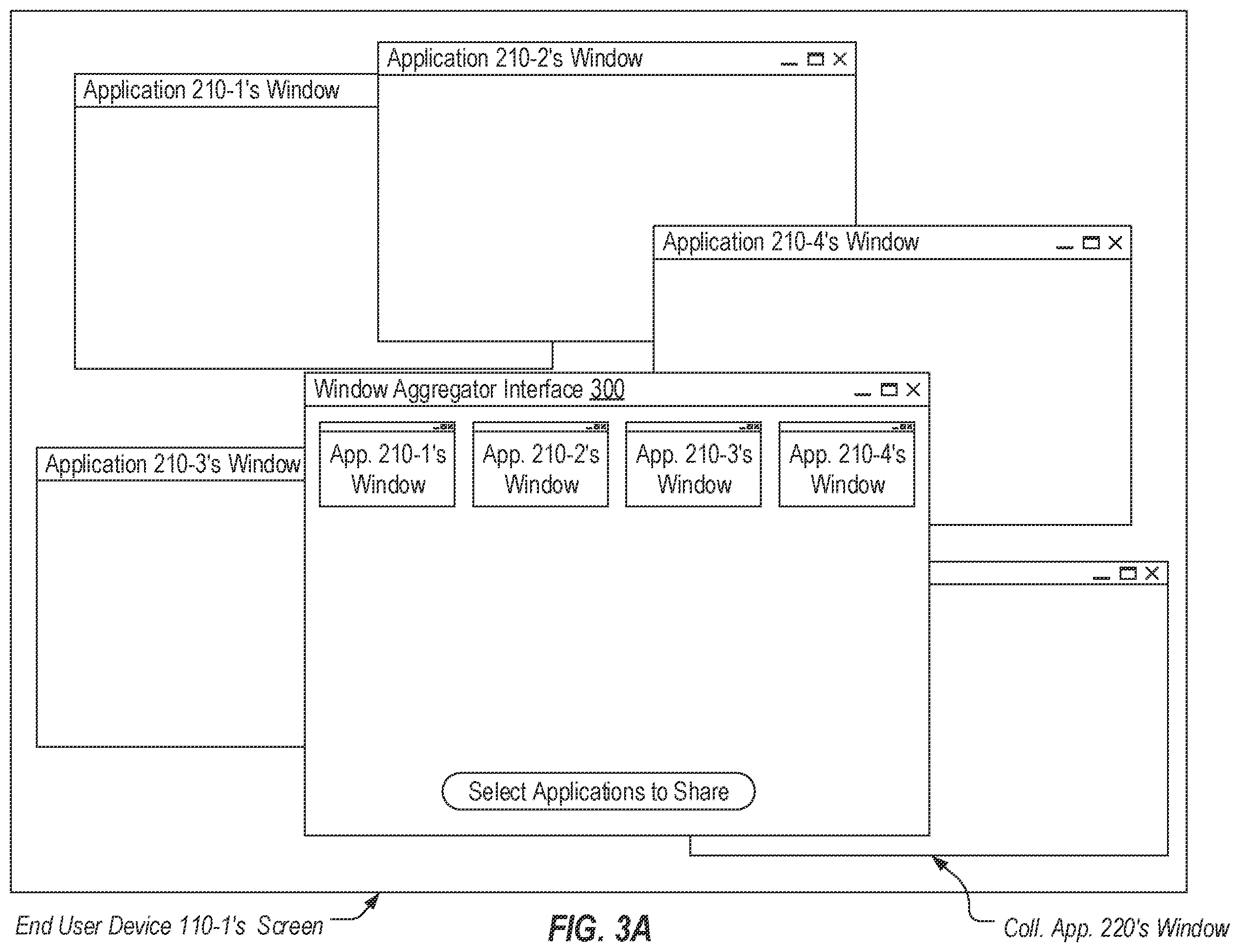Patent US11847474 Figure 3 – Simultaneously sharing multiple windows via a collaboration application