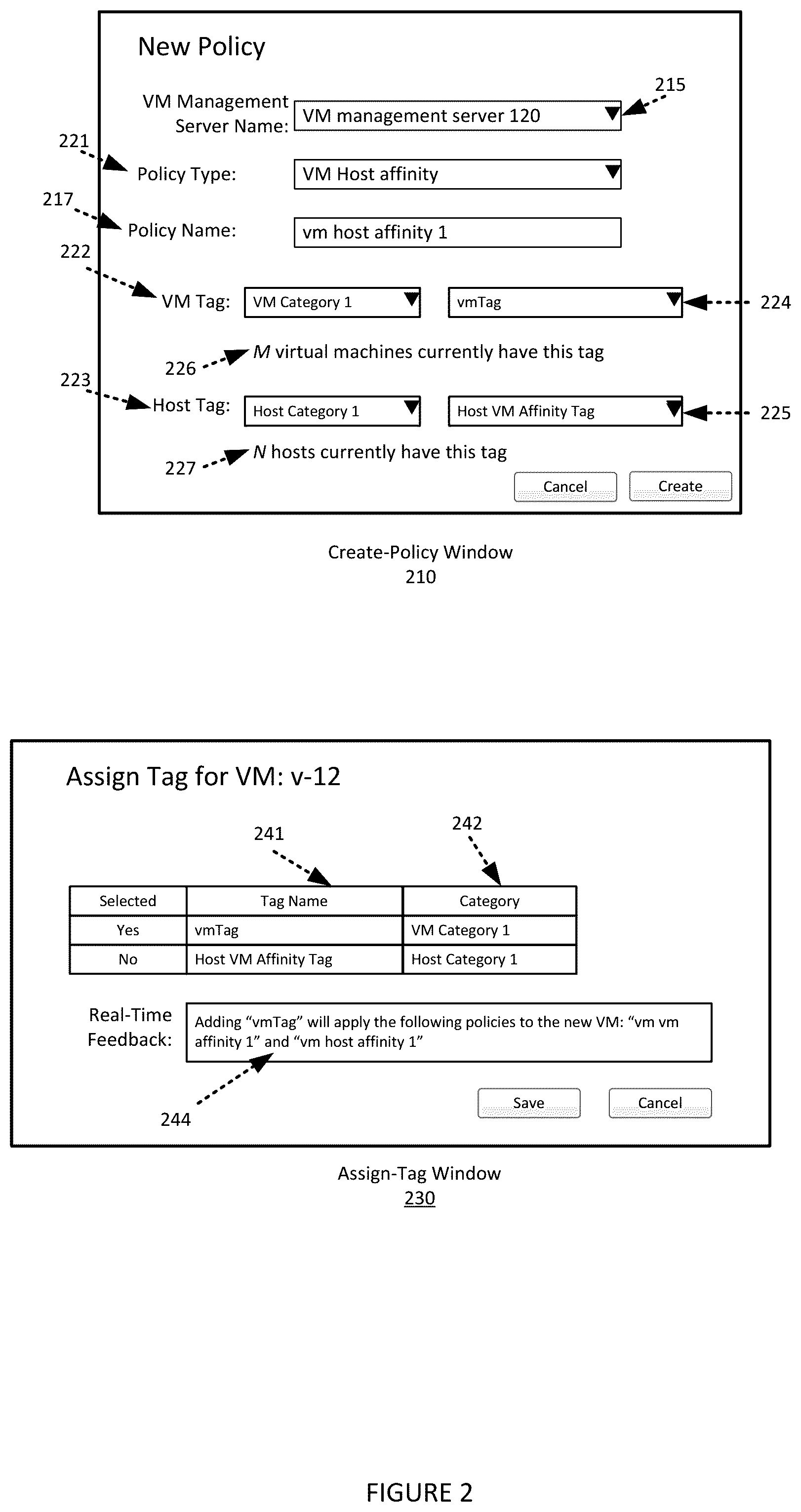 Patent US11847478 Figure 2 – Real-time feedback associated with configuring virtual infrastructure objects using tags