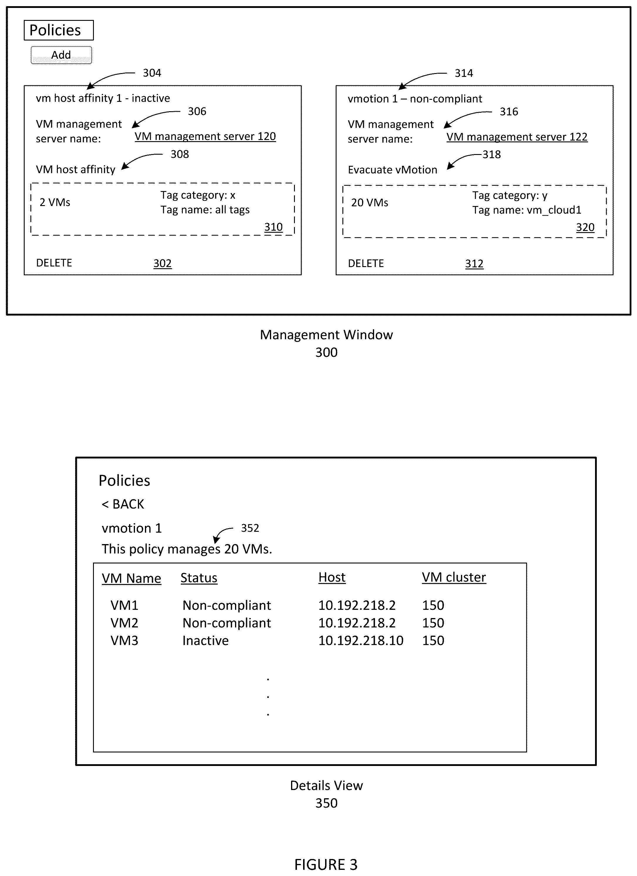 Patent US11847478 Figure 3 – Real-time feedback associated with configuring virtual infrastructure objects using tags