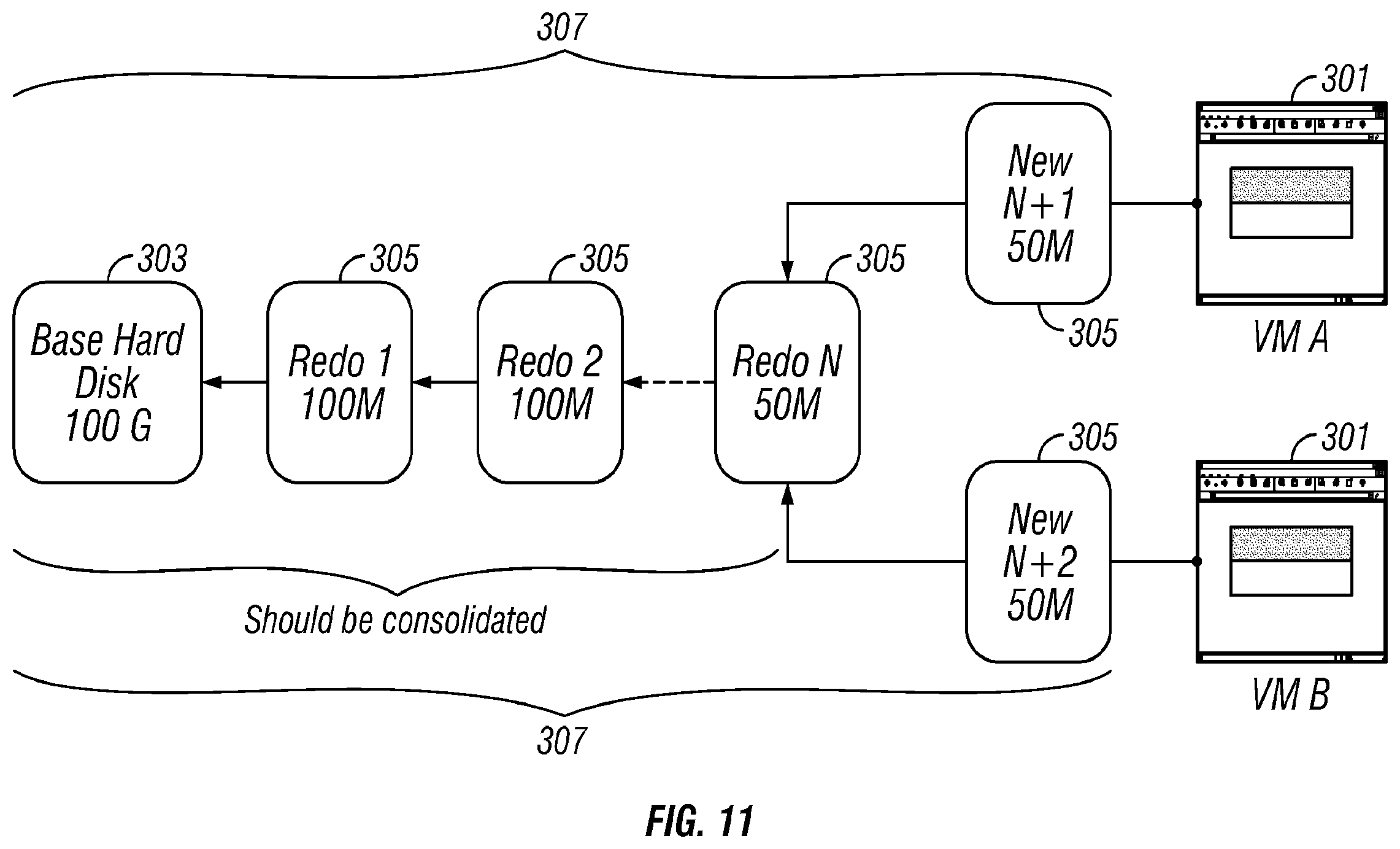 Patent US11847484 Figure 12 – Virtual machine image management using delta trees
