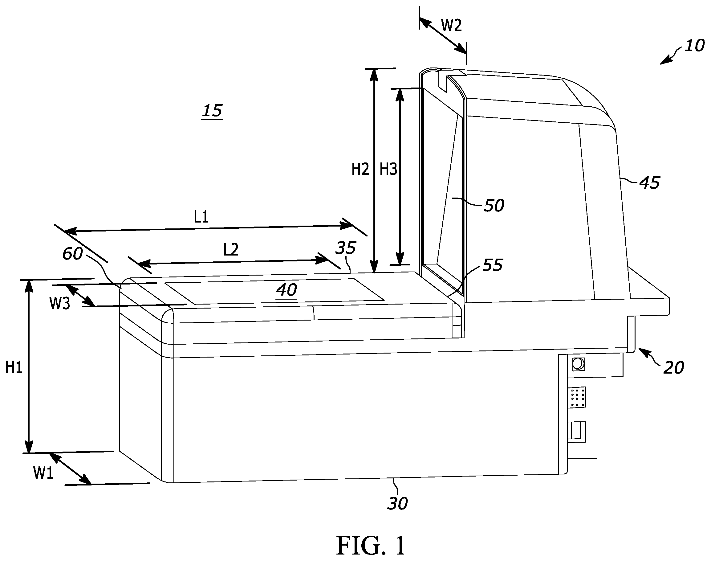 Patent US11847522 Figure 1 – Bioptic barcode readers
