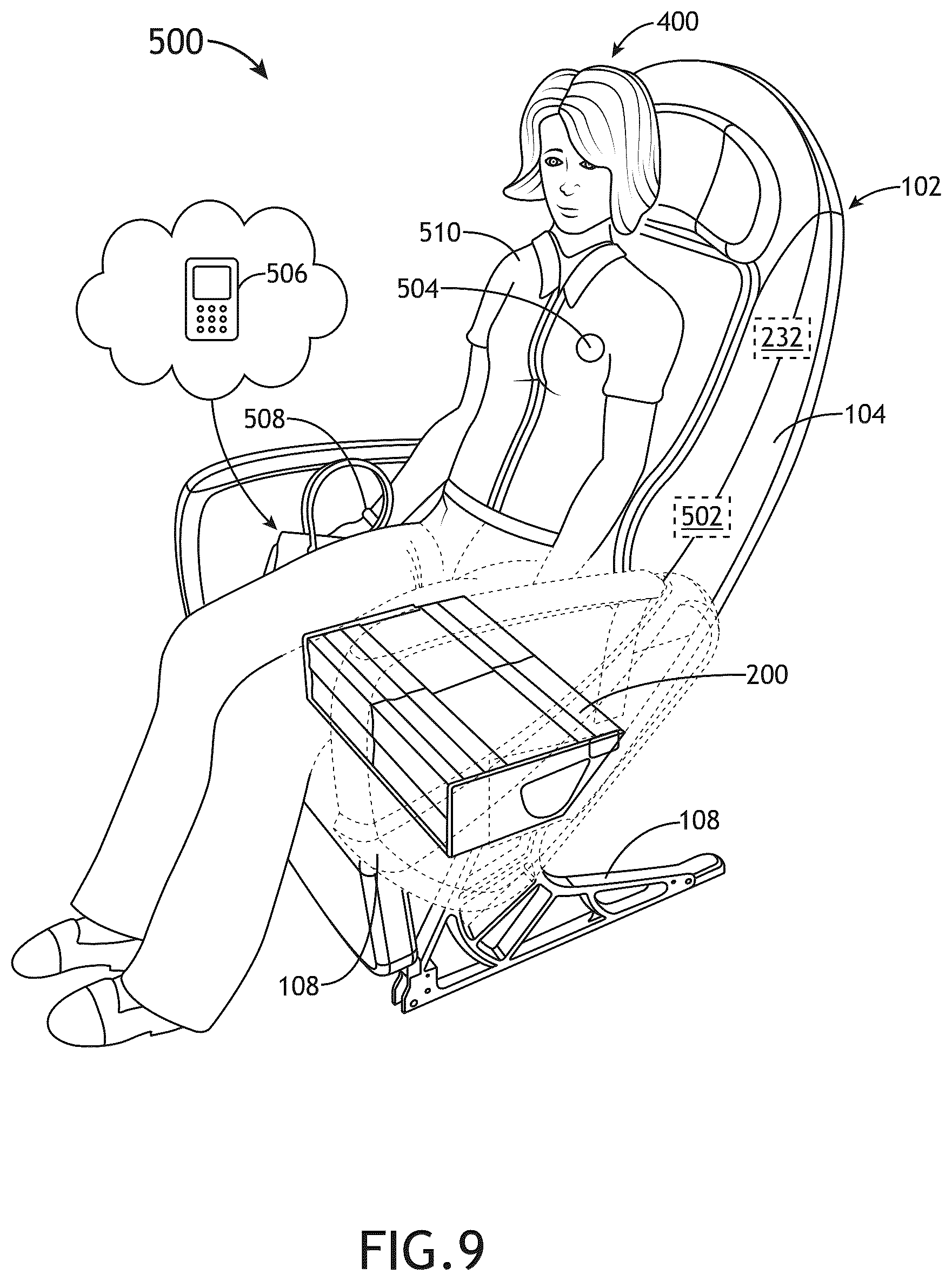 Patent US11847548 Figure 8 – Universal passenger seat system and data interface