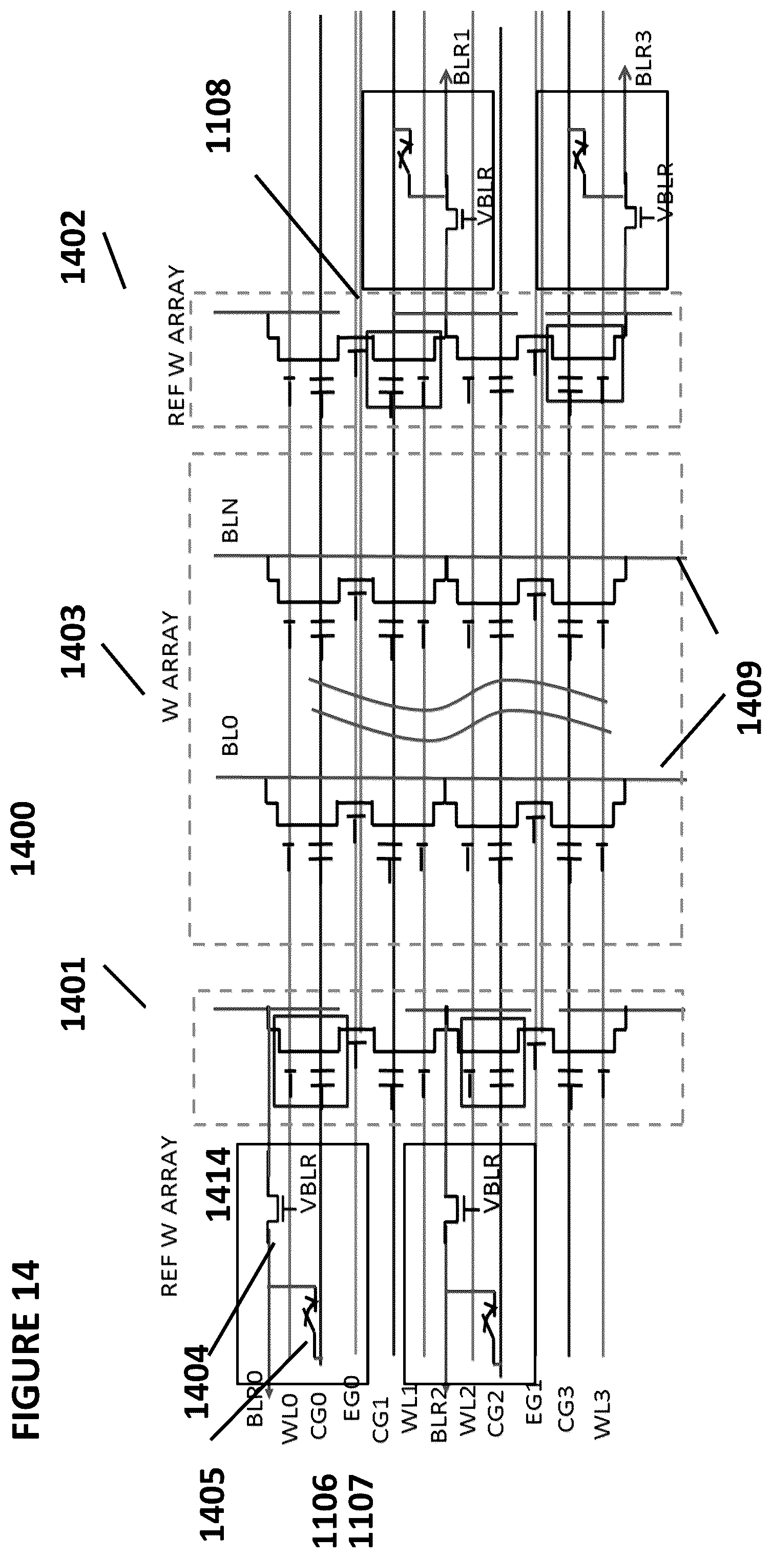 Patent US11847557 Figure 14 – Compensation for reference transistors and memory cells in analog neuro memory in deep learning artificial neural network