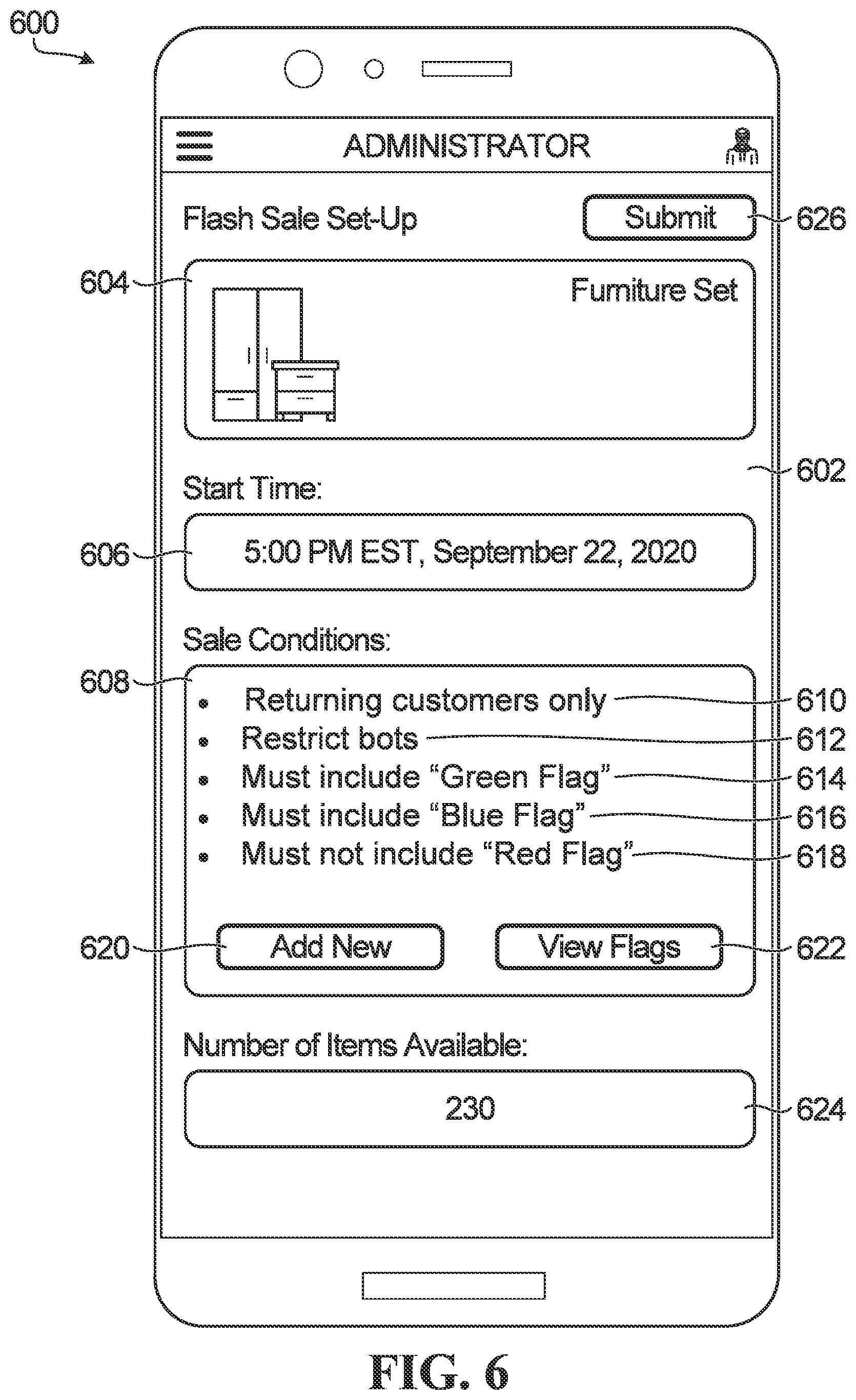 Patent US11847585 Figure 6 – Systems and methods for selectively preventing origination of transaction requests