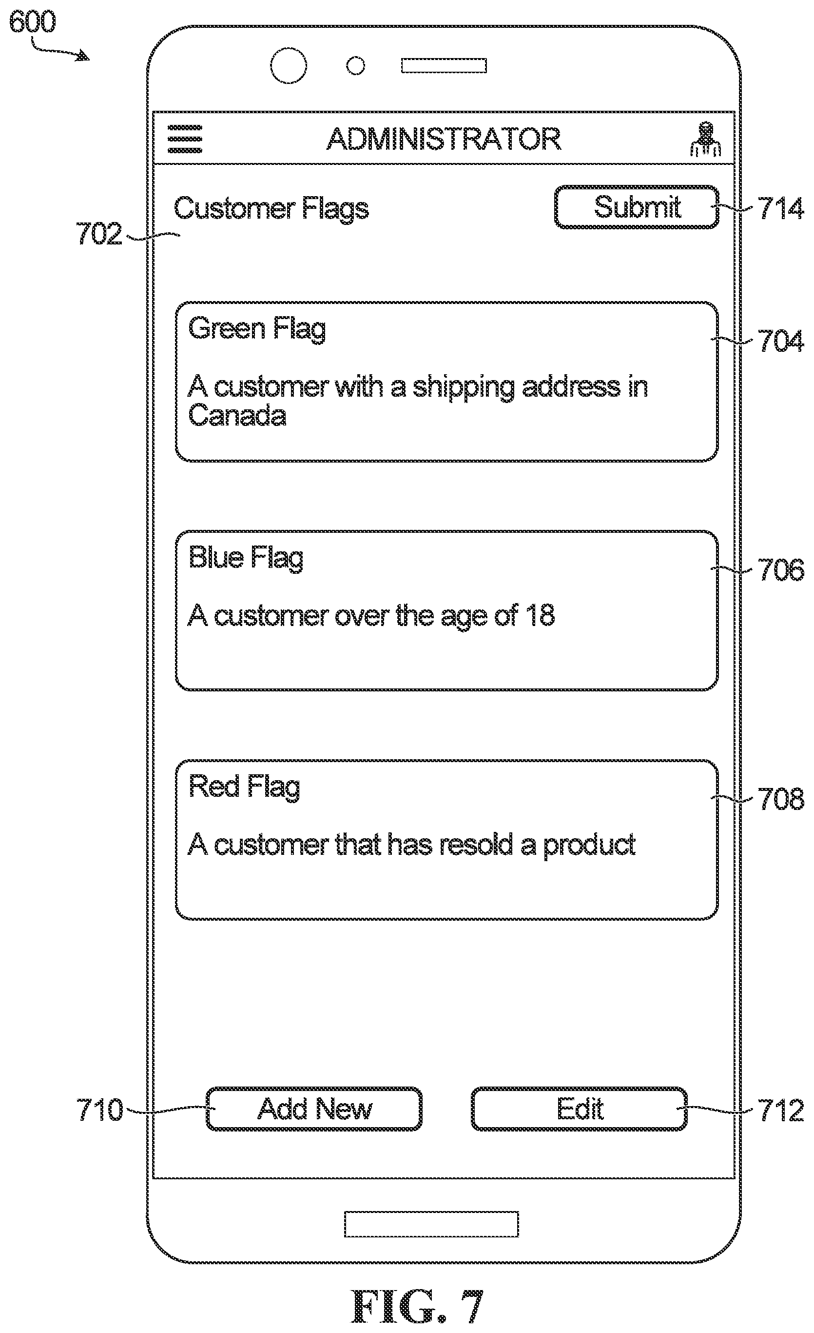 Patent US11847585 Figure 7 – Systems and methods for selectively preventing origination of transaction requests