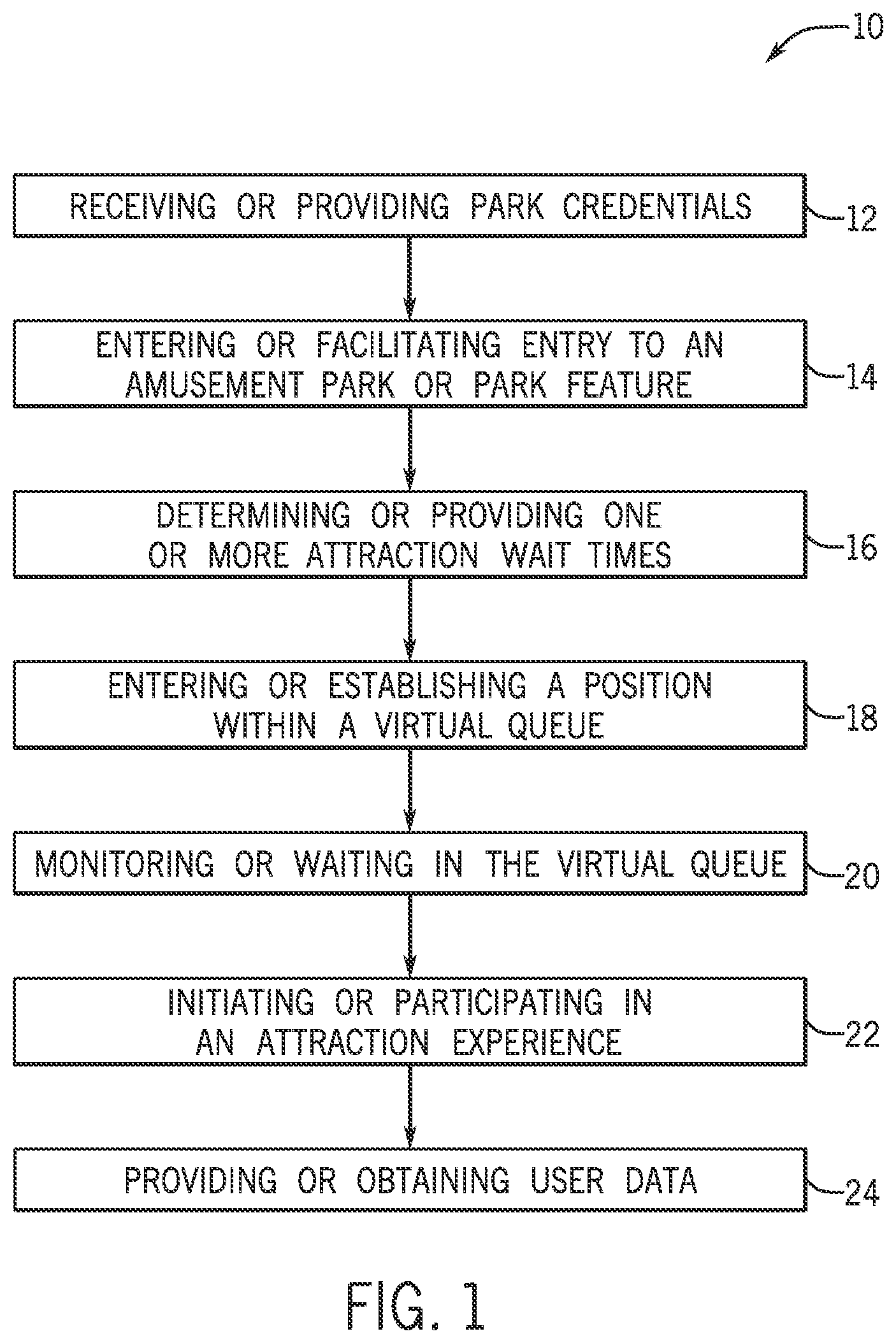 Patent US11847589 — Virtual queuing system and method — Figure 1