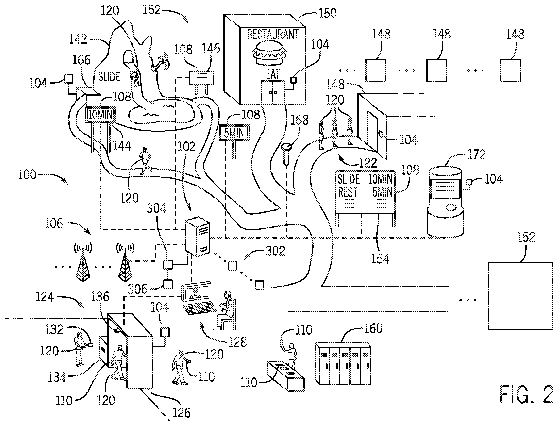 Patent US11847589 Figure 2 – Virtual queuing system and method