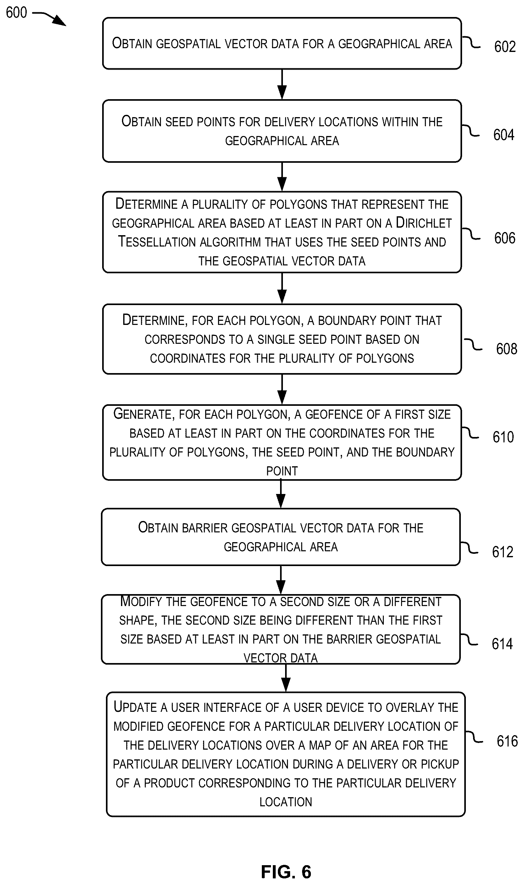 Patent US11847603 Figure 6 – Neighborhood aware geofence generation