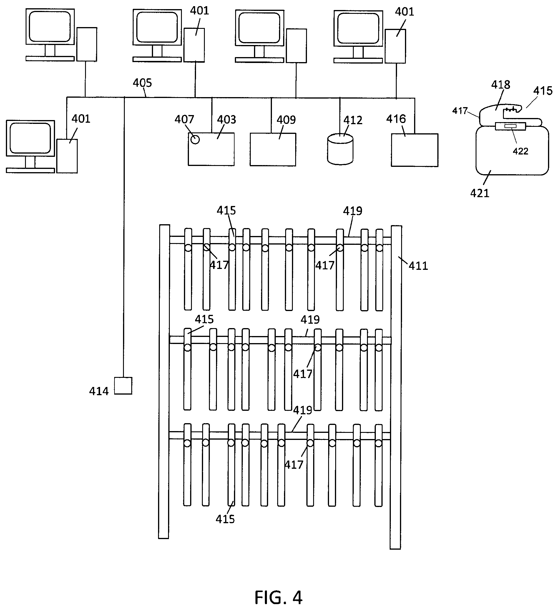 Patent US11847610 Figure 4 – Product storage and retrieval