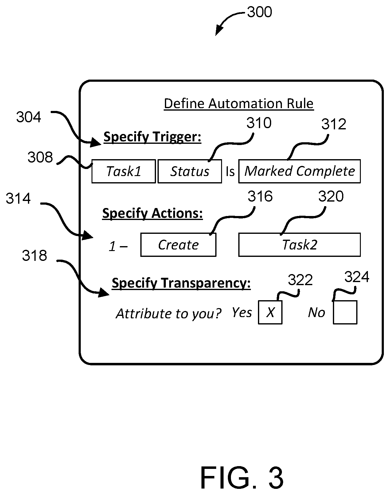 Patent US11847613 Figure 3 – Systems and methods to attribute automated actions within a collaboration environment