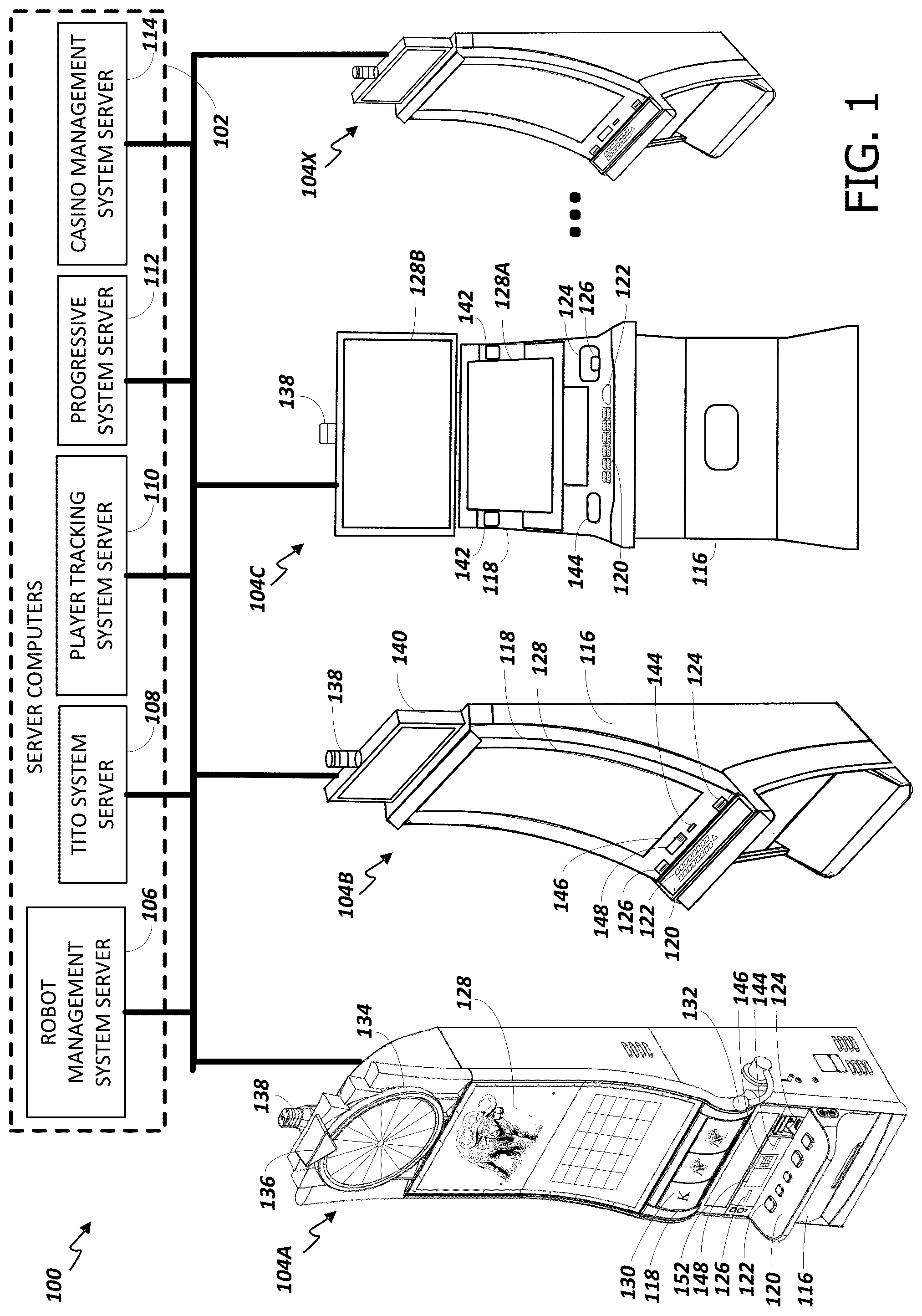 Patent US11847618 Figure 1 – Gaming service automation machine with kiosk services