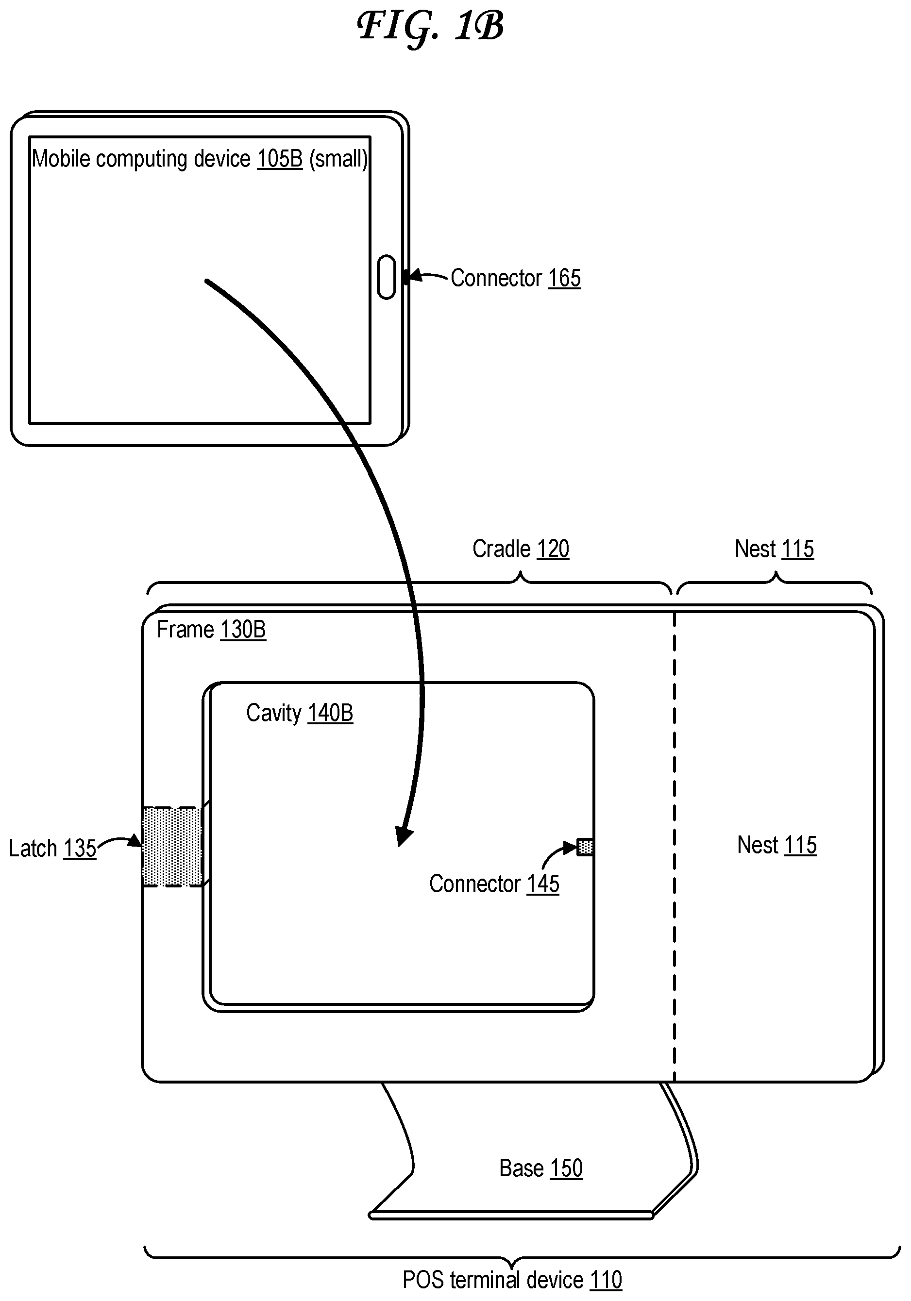 Patent US11847631 Figure 2 – Point of sale device with cradle for computing device