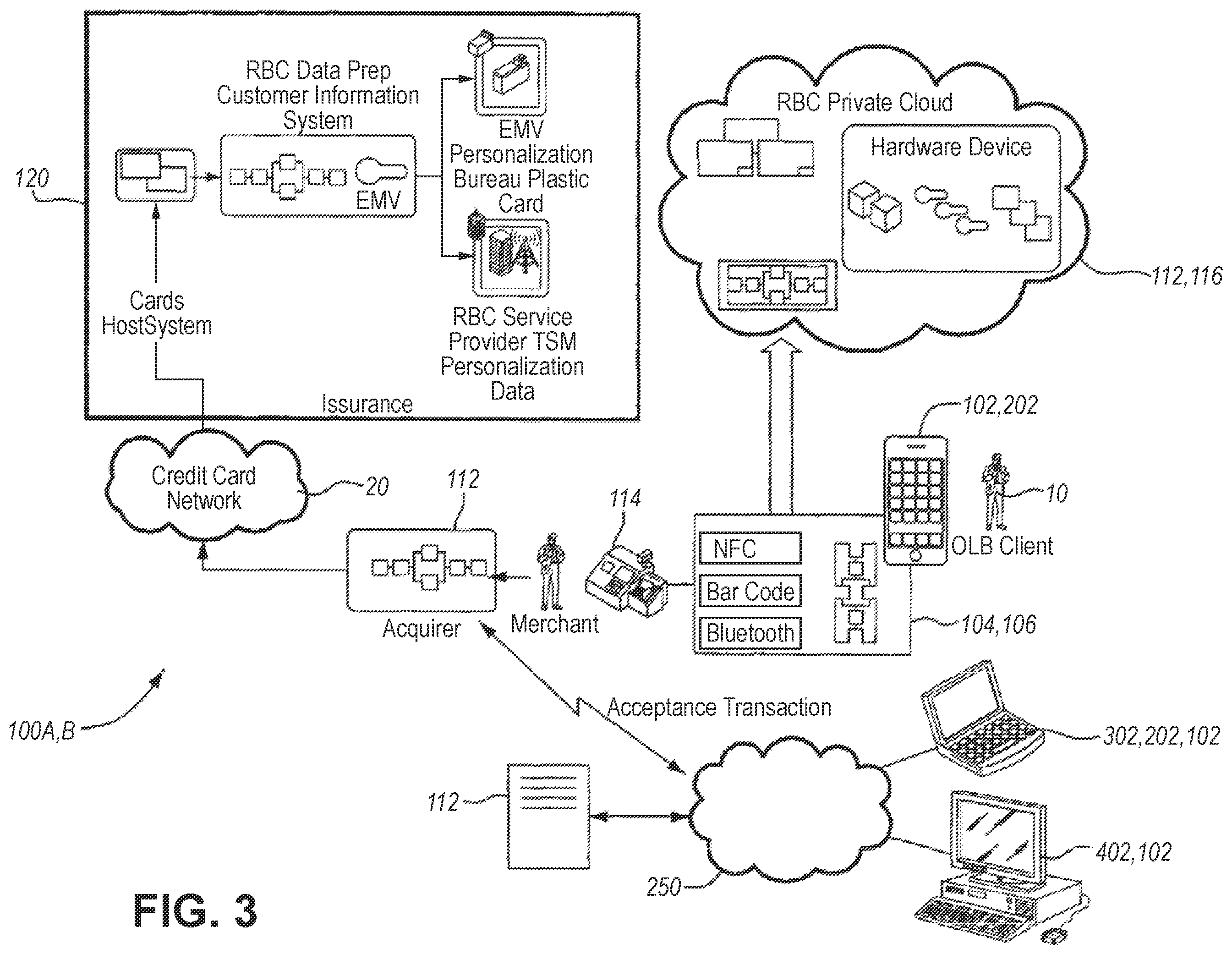 Patent US11847635 Figure 3 – Payment card with secure element and replenishable tokens