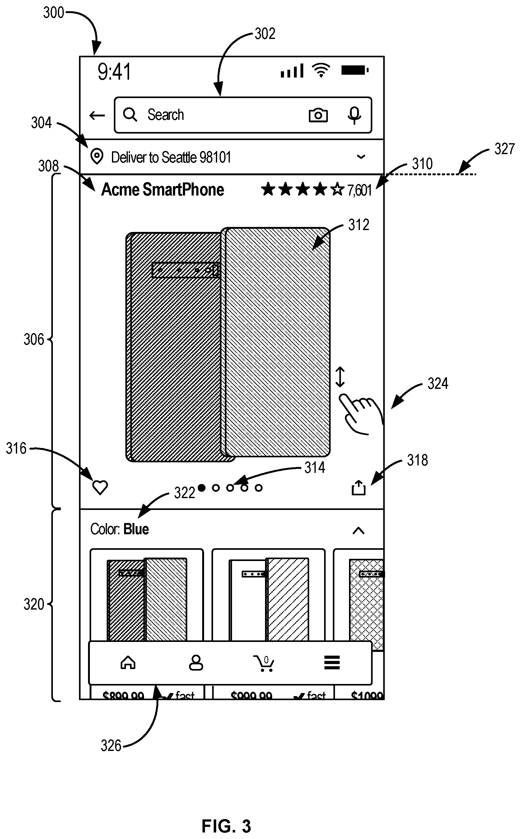 Patent US11847680 Figure 3 – Computer-implemented method, a computing device, and a non-transitory computer readable storage medium for presenting attribute variations