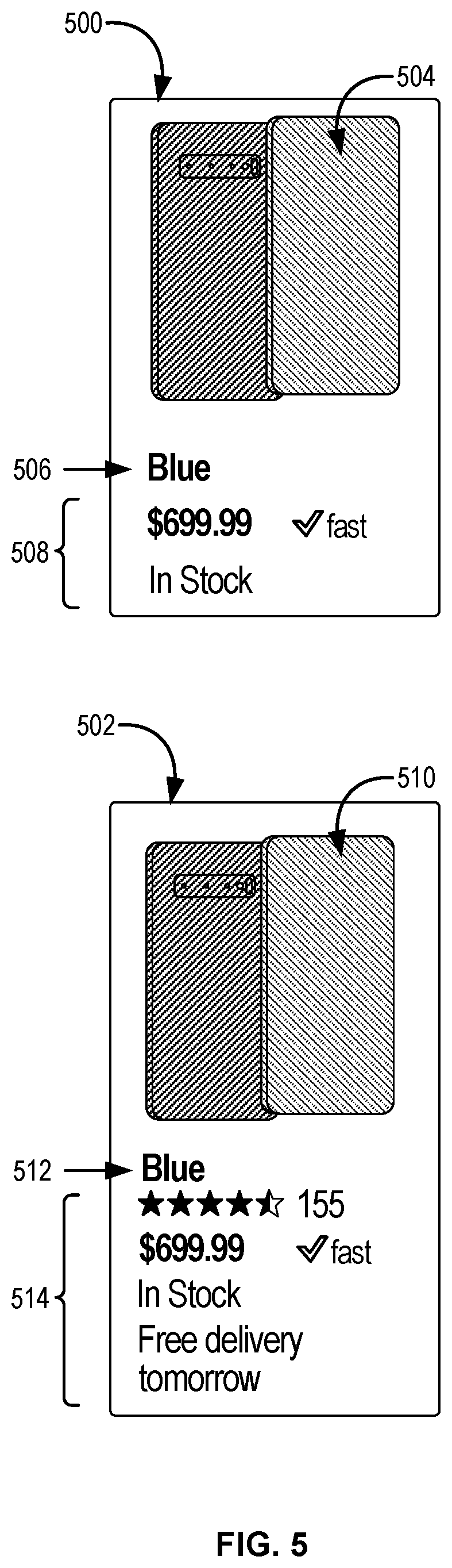 Patent US11847680 Figure 5 – Computer-implemented method, a computing device, and a non-transitory computer readable storage medium for presenting attribute variations