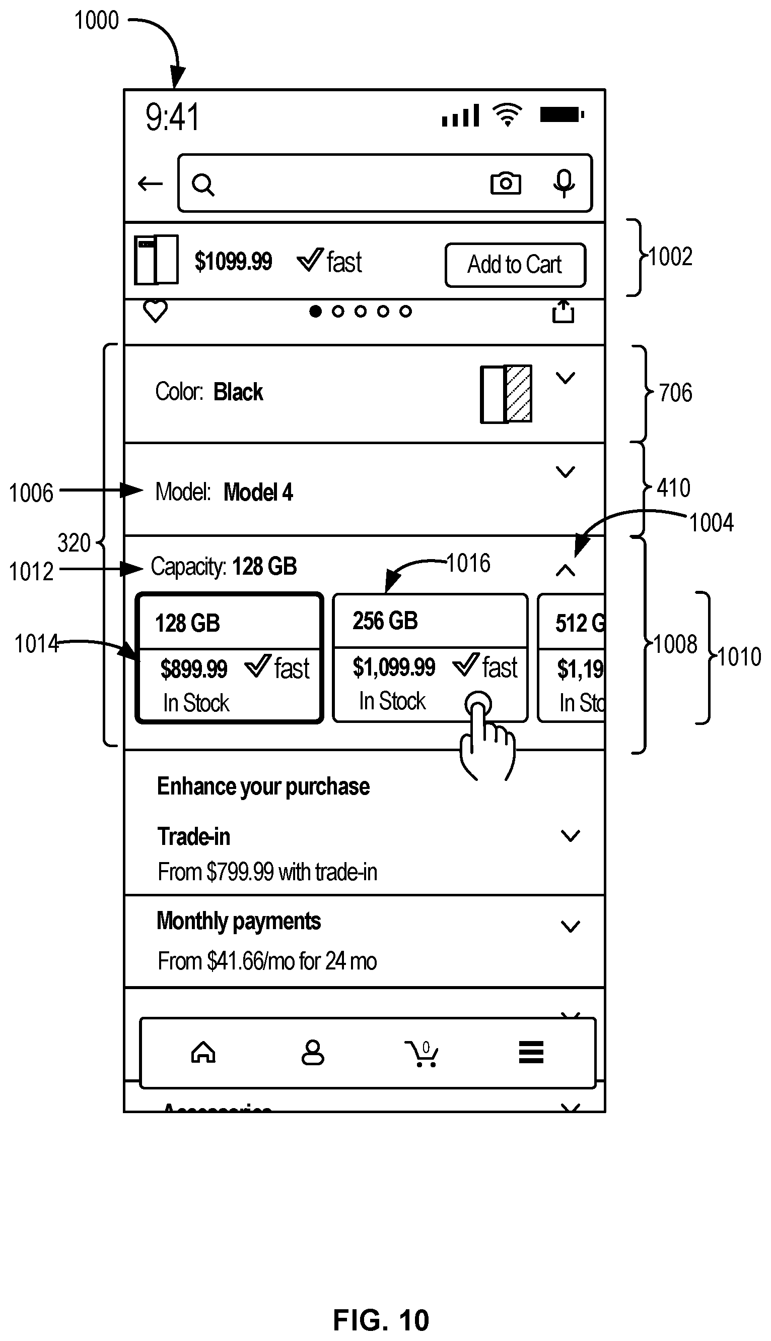 Patent US11847680 Figure 10 – Computer-implemented method, a computing device, and a non-transitory computer readable storage medium for presenting attribute variations