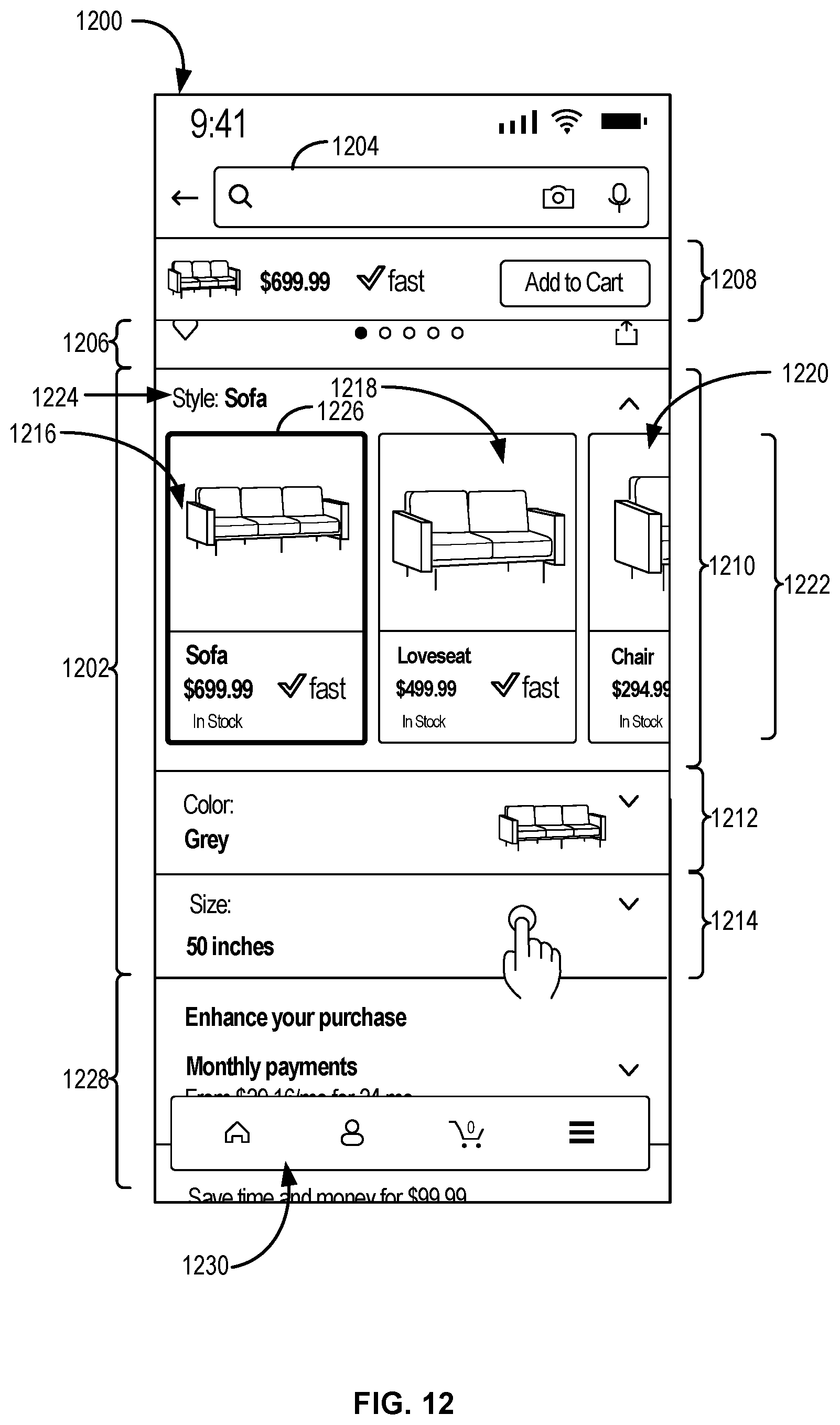 Patent US11847680 Figure 12 – Computer-implemented method, a computing device, and a non-transitory computer readable storage medium for presenting attribute variations