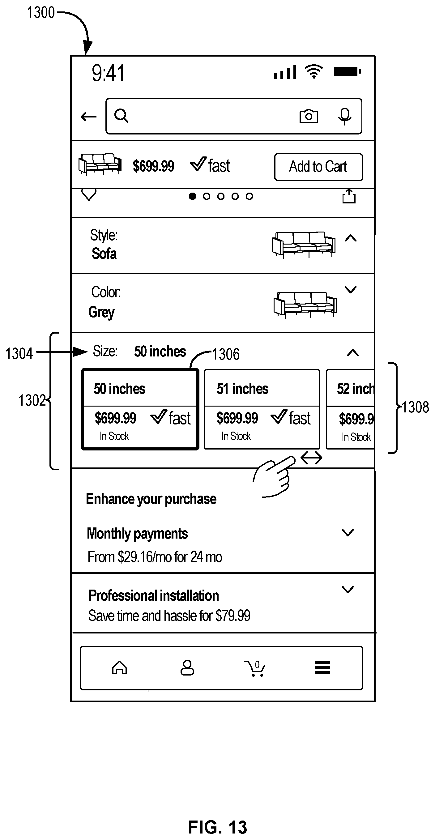Patent US11847680 Figure 13 – Computer-implemented method, a computing device, and a non-transitory computer readable storage medium for presenting attribute variations