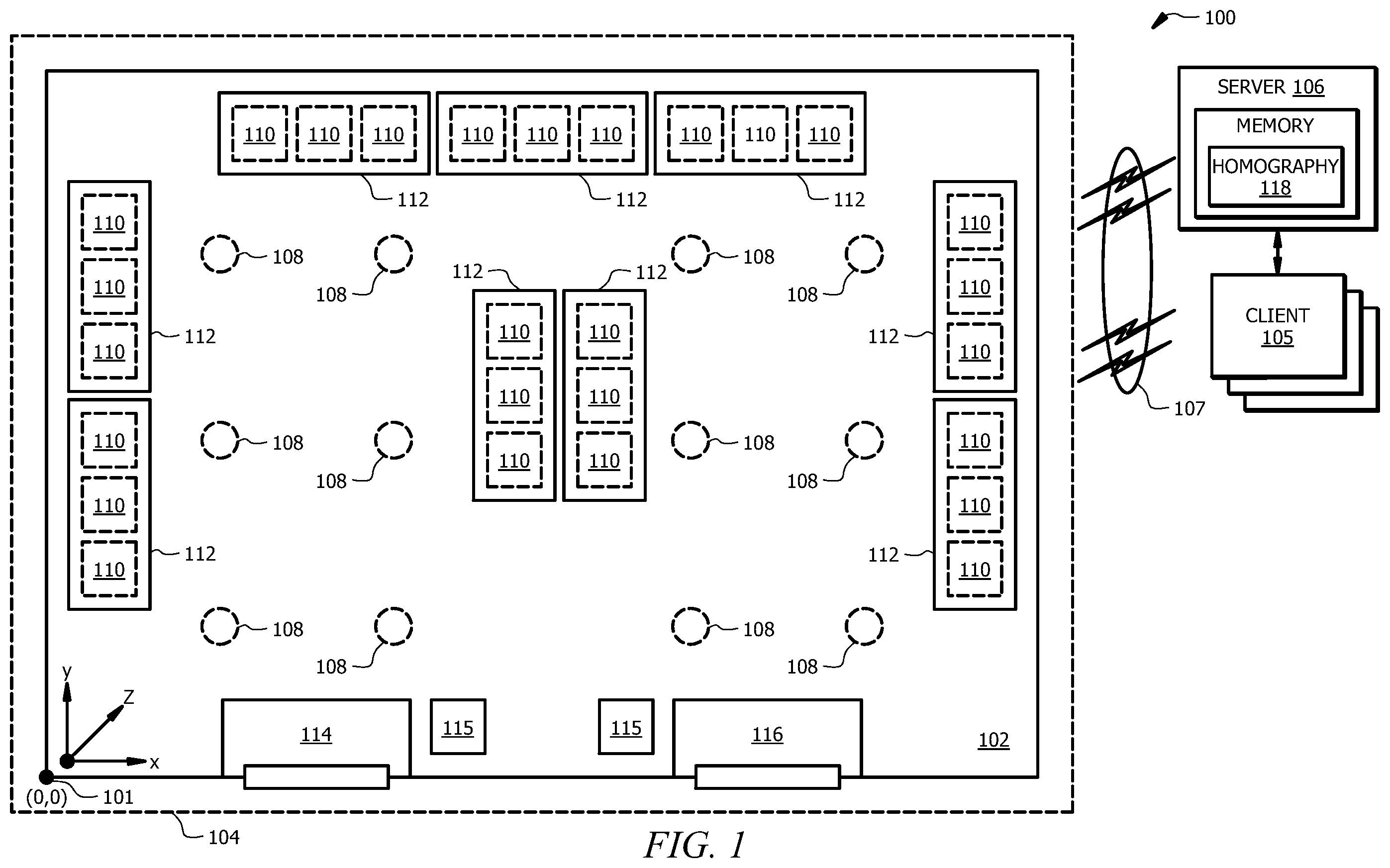 Patent US11847688 — Detecting and identifying misplaced items using a sensor array — Figure 1