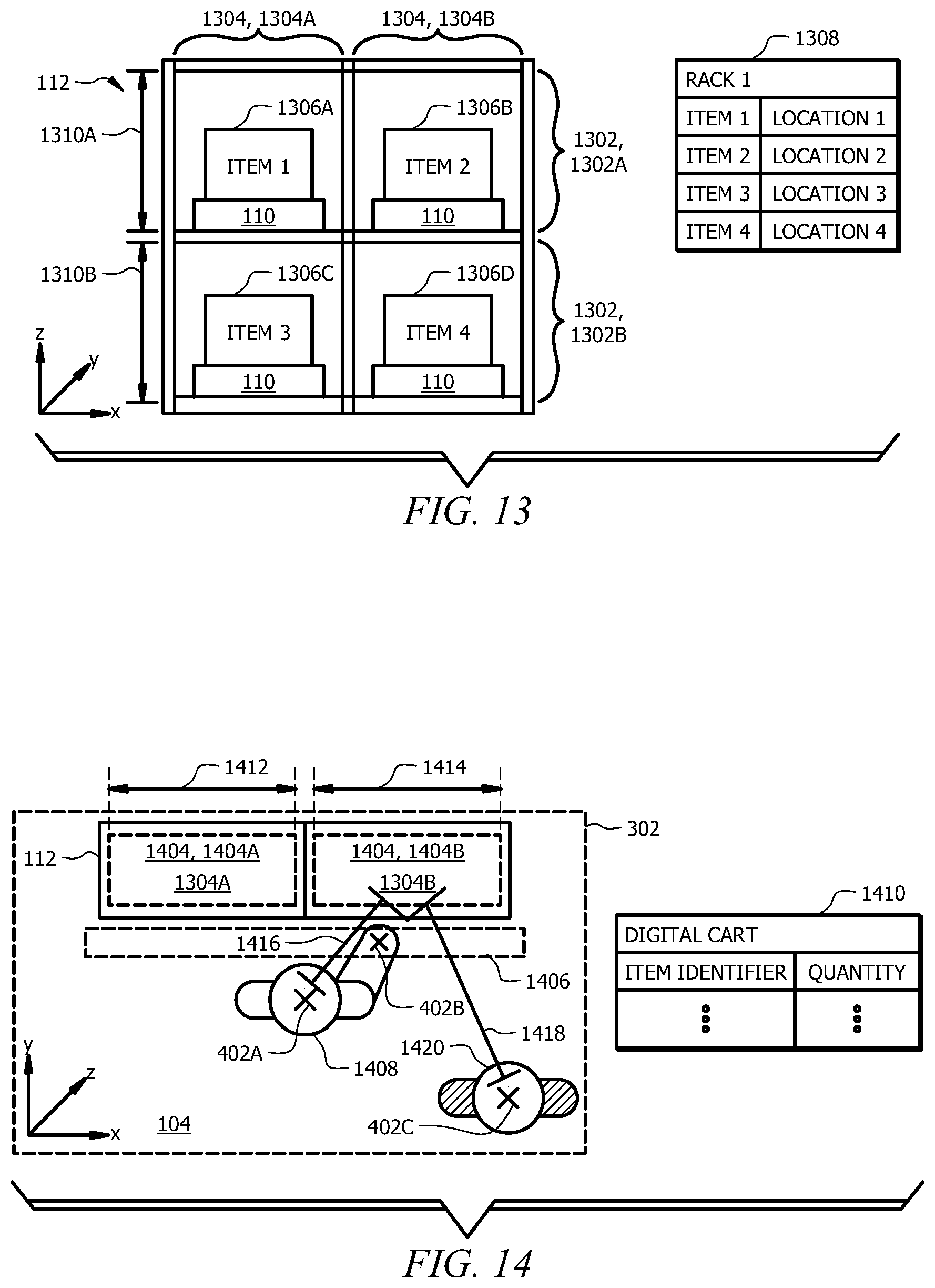Patent US11847688 Figure 13 – Detecting and identifying misplaced items using a sensor array