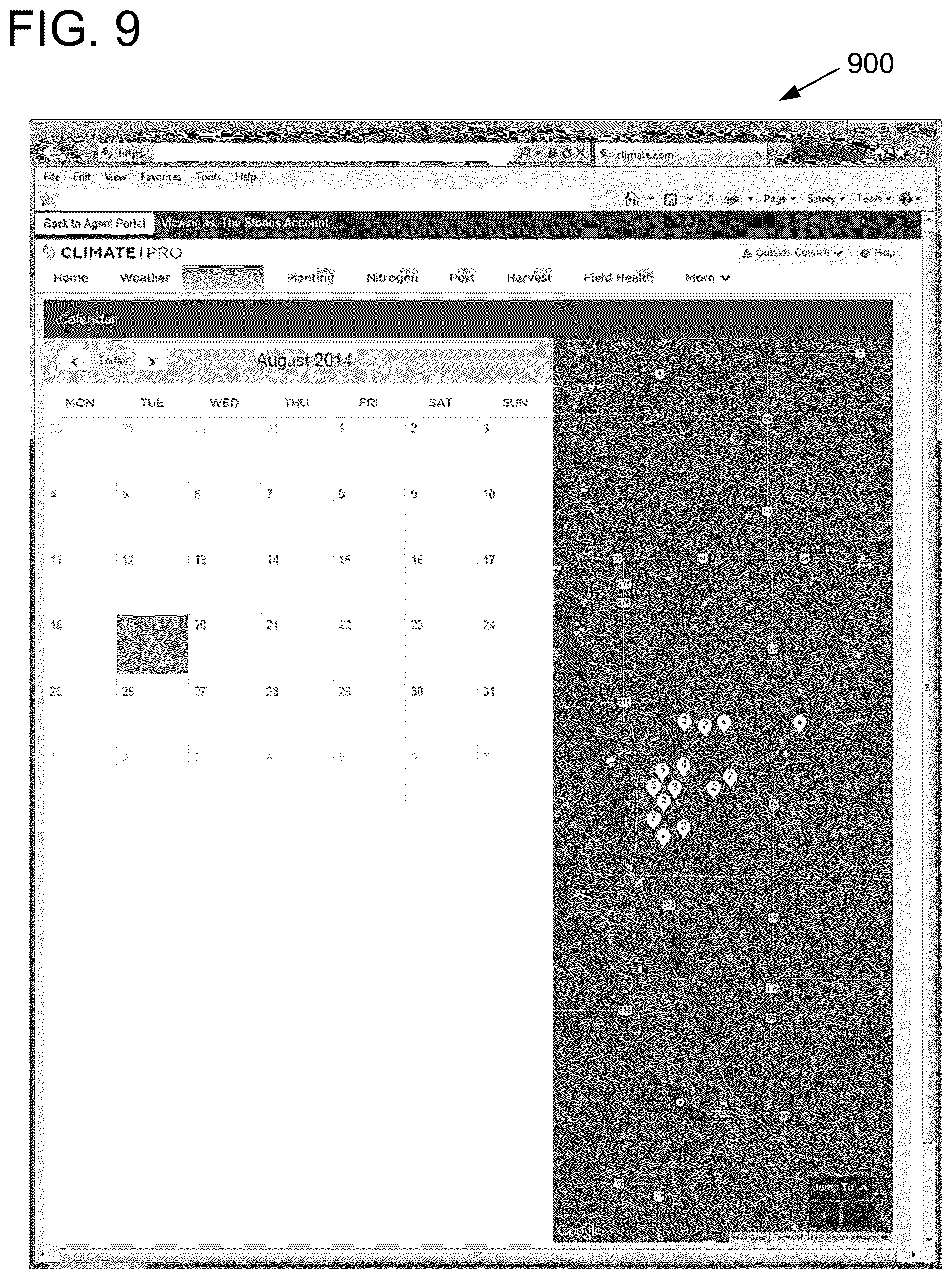 Patent US11847708 Figure 9 – Methods and systems for determining agricultural revenue