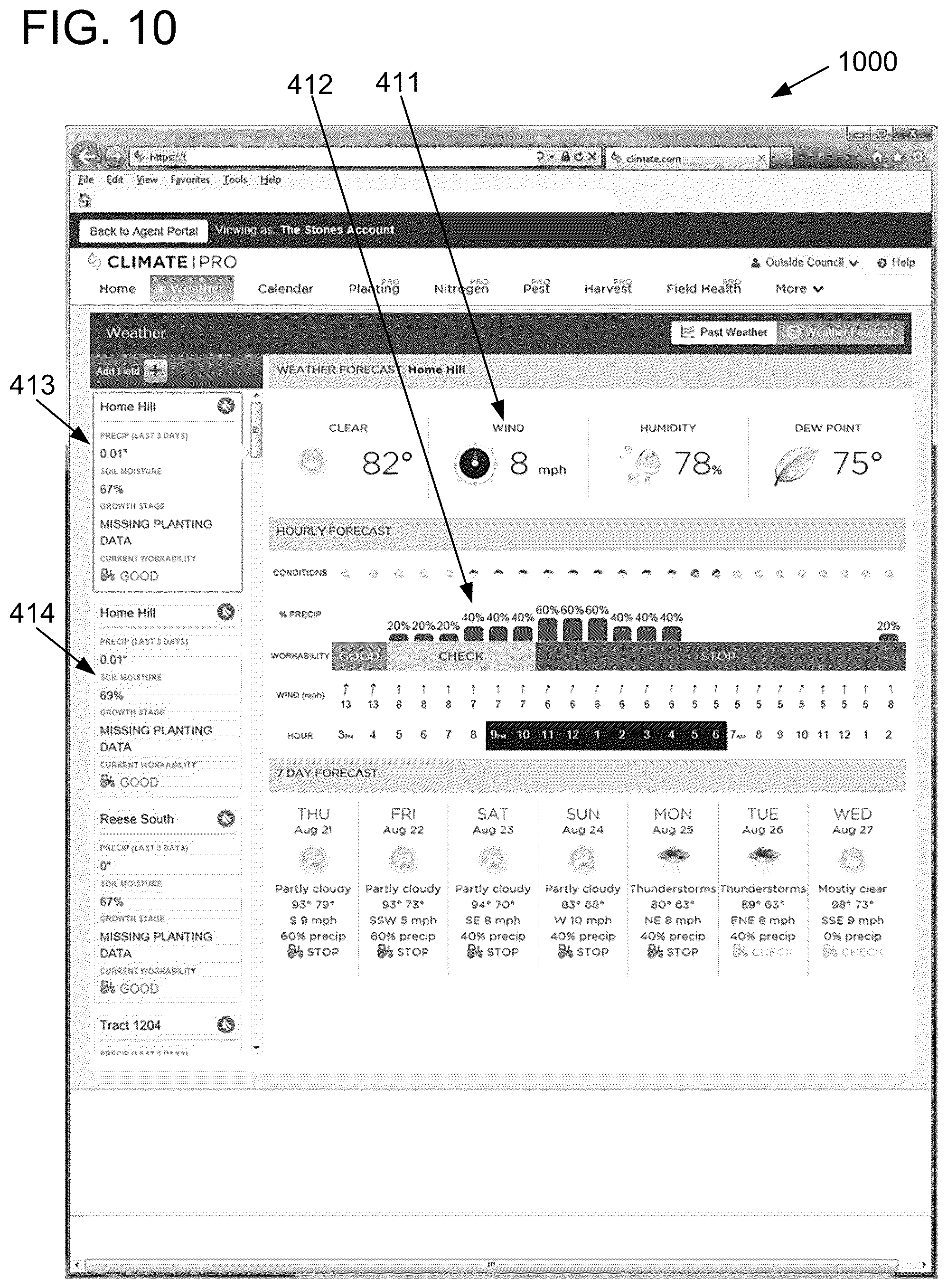 Patent US11847708 Figure 10 – Methods and systems for determining agricultural revenue