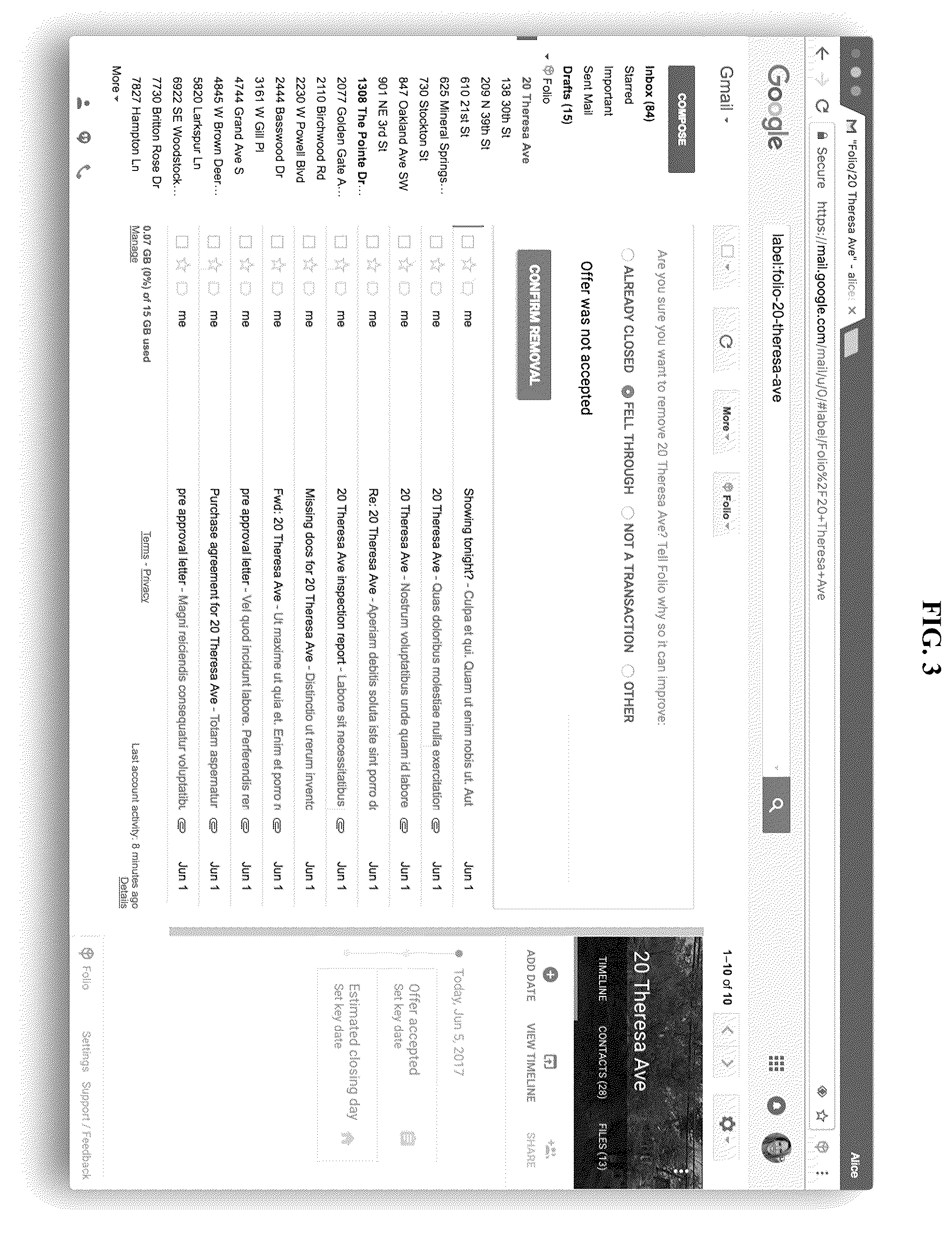 Patent US11847709 Figure 3 – Automated transaction workflow management application extending and improving an existing email application