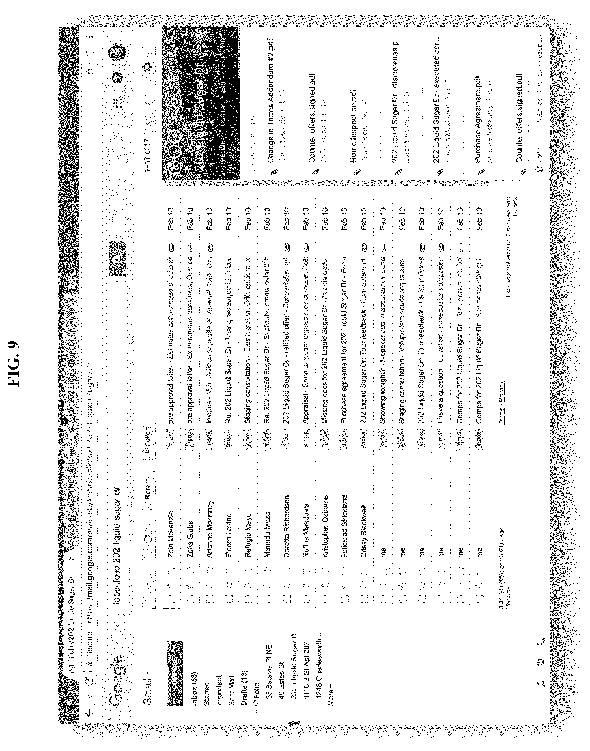 Patent US11847709 Figure 9 – Automated transaction workflow management application extending and improving an existing email application