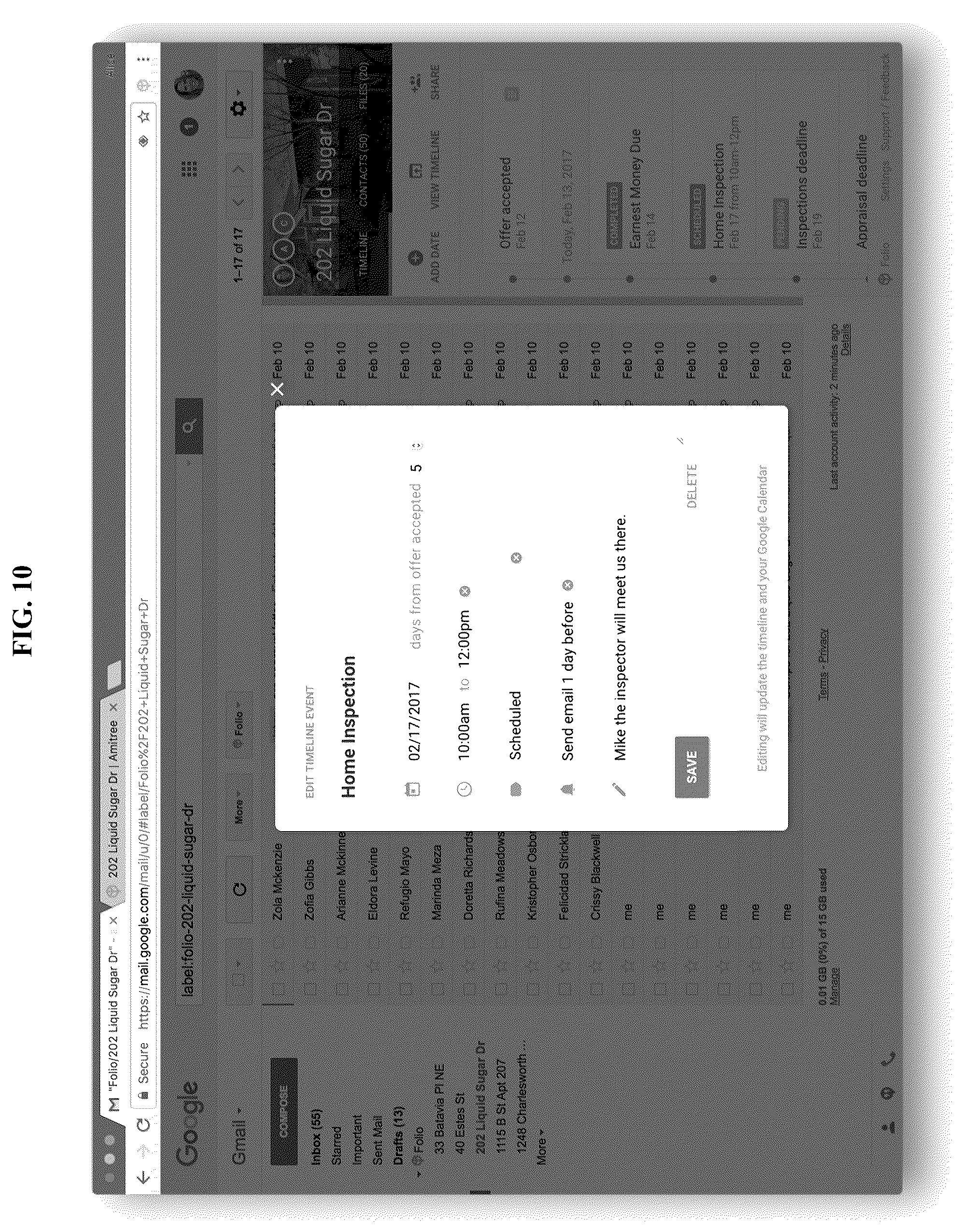 Patent US11847709 Figure 10 – Automated transaction workflow management application extending and improving an existing email application