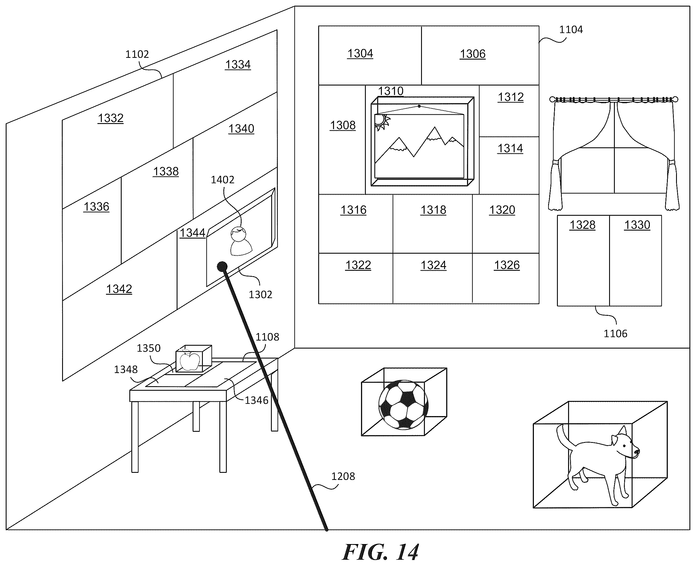 Patent US11847753 Figure 16 – Artificial reality augments and surfaces