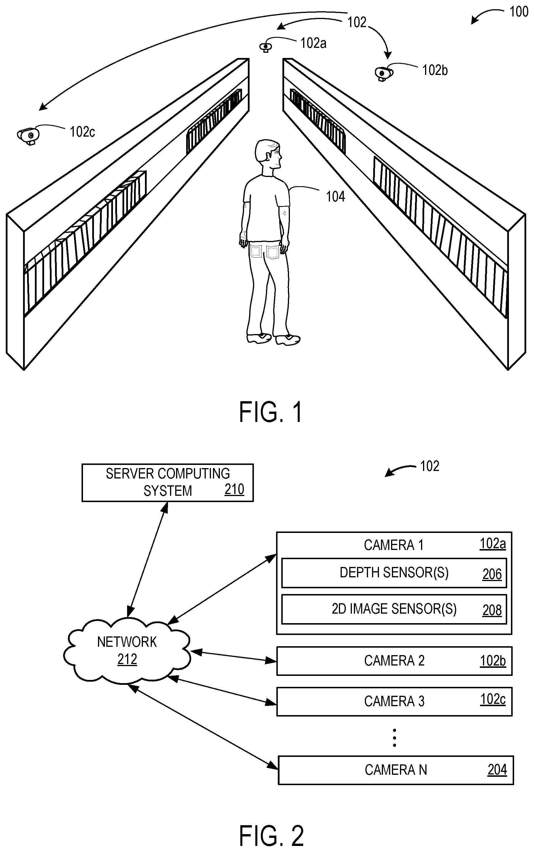 Patent US11847796 Figure 1 – Calibrating cameras using human skeleton
