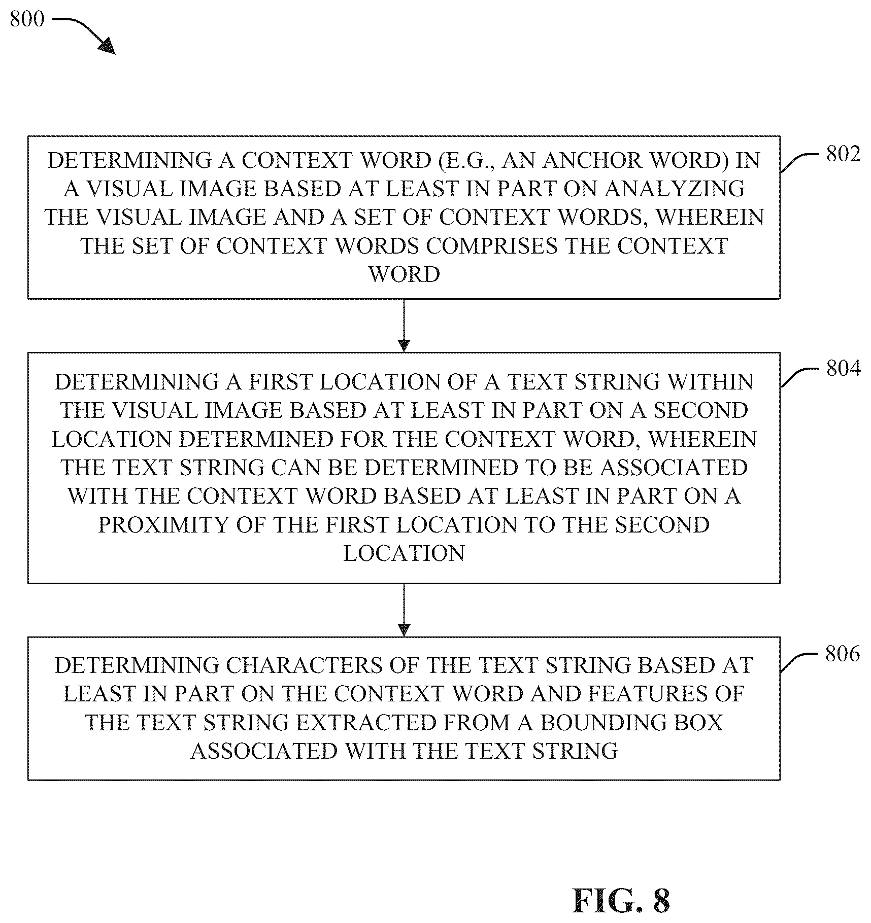 Patent US11847806 Figure 8 – Information extraction from images using neural network techniques and anchor words