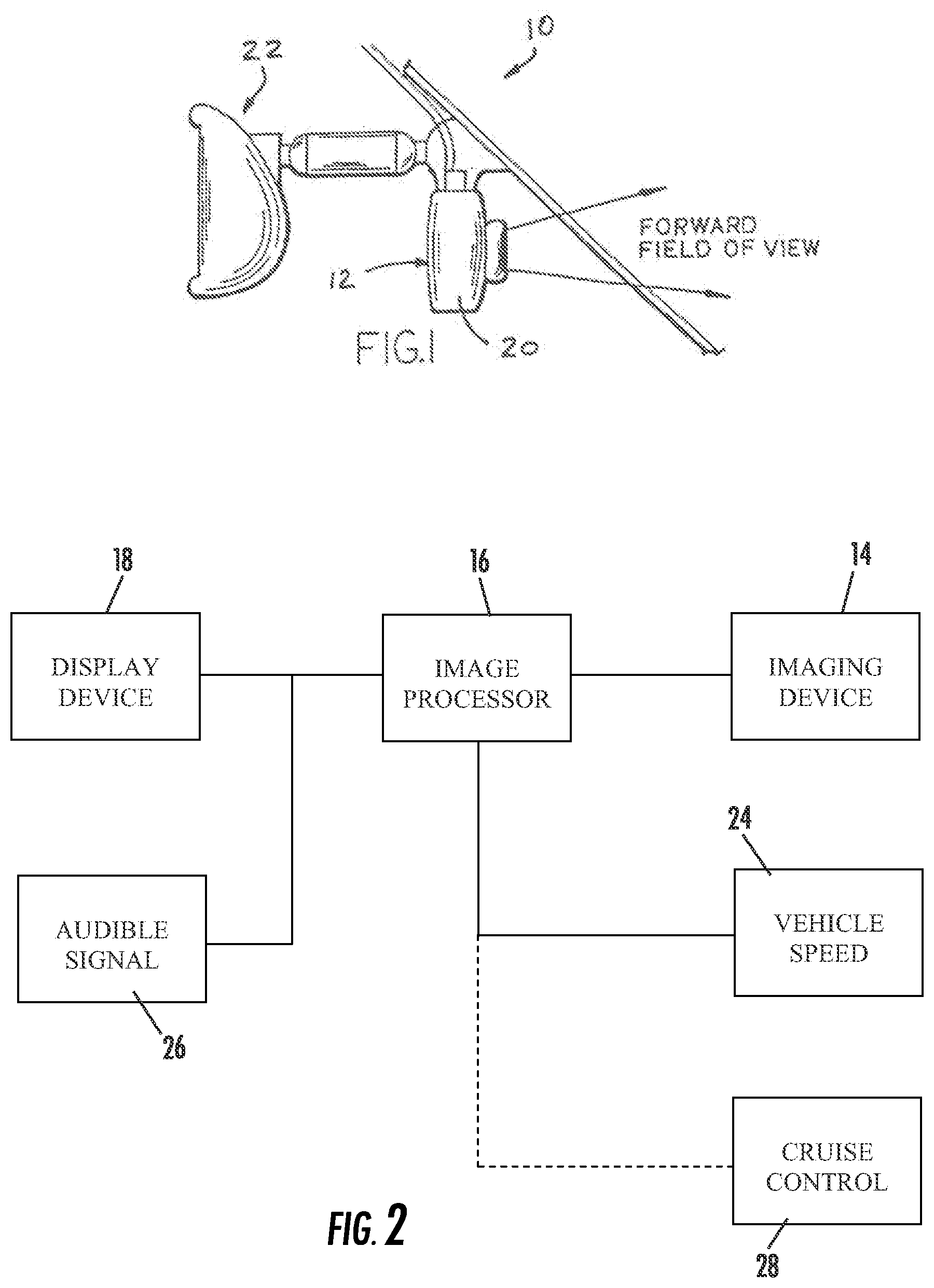 Patent US11847836 Figure 1 – Vehicular control system with road curvature determination