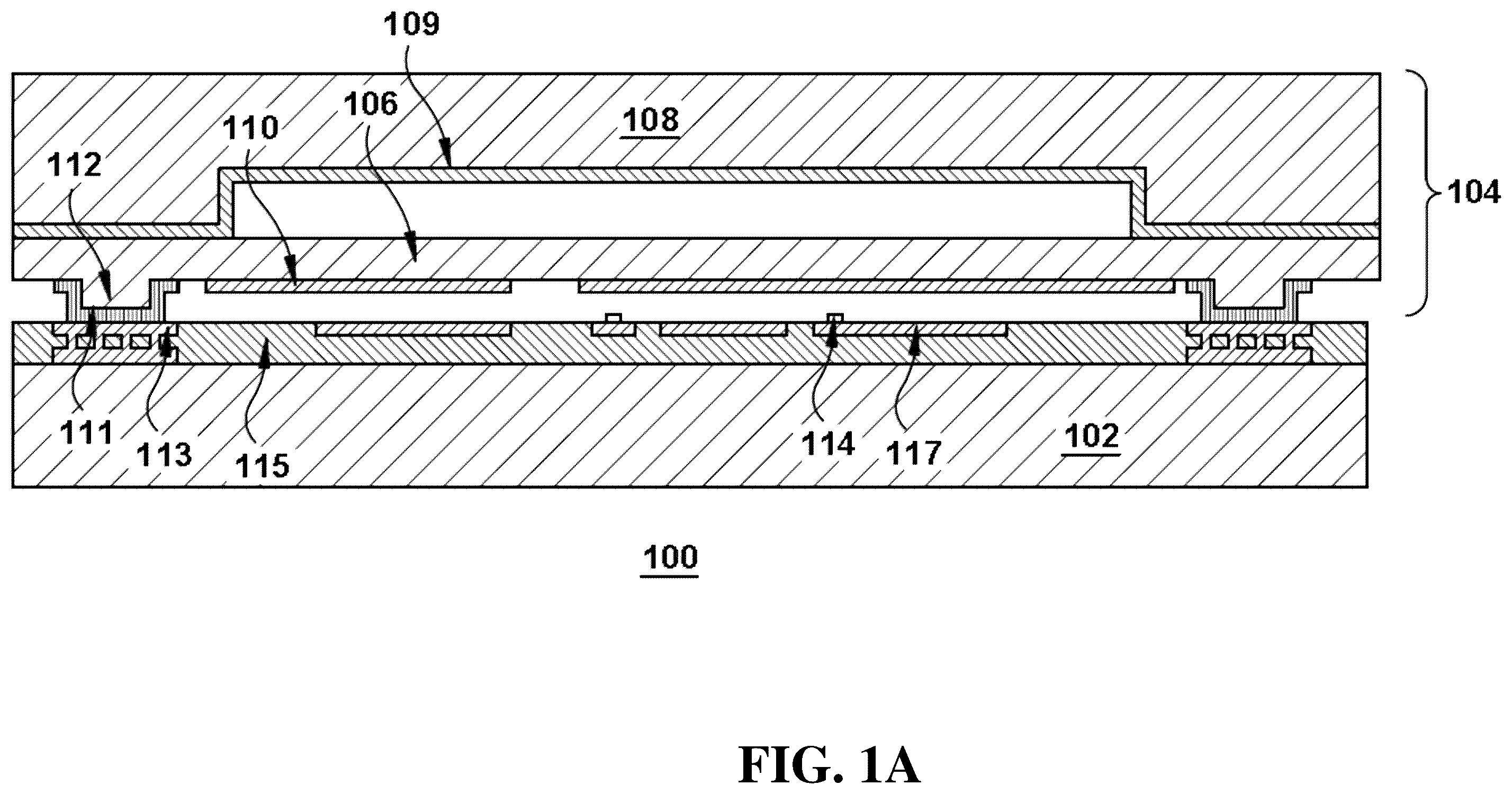 Patent US11847851 Figure 1 – Integrated piezoelectric microelectromechanical ultrasound transducer (PMUT) on integrated circuit (IC) for fingerprint sensing