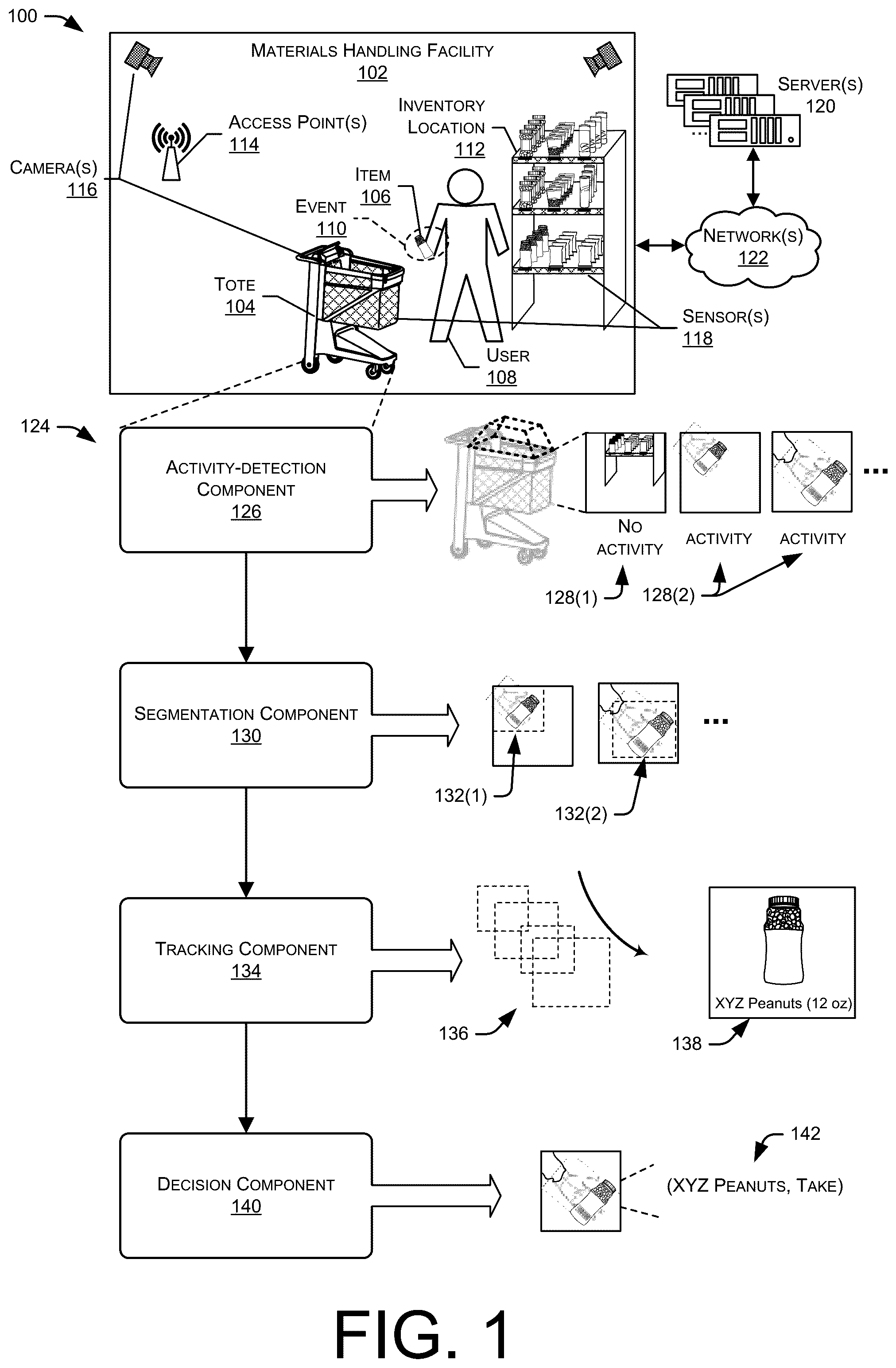 Patent US11847860 — Using sensor data to determine activity — Figure 1