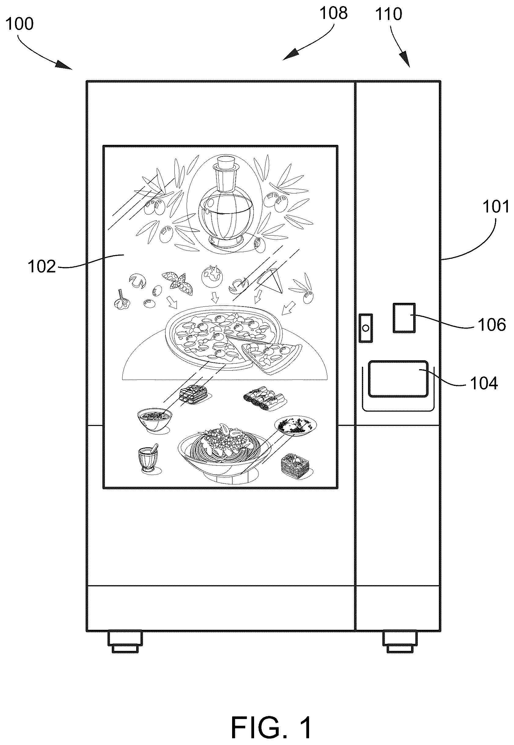 Patent US11847881 Figure 1 – Vending machine and opening systems and methods