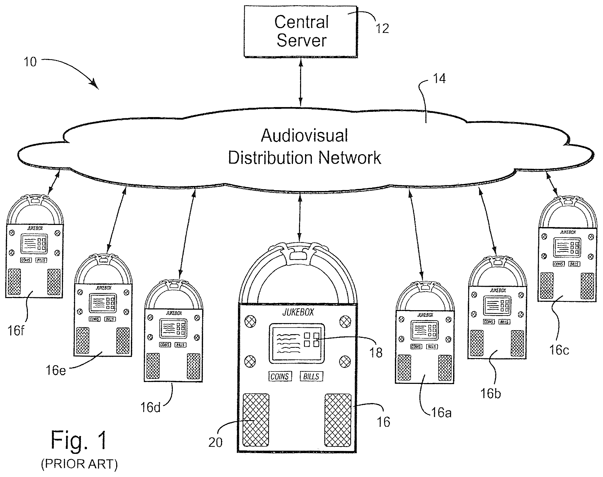 Patent US11847882 Figure 1 – Digital downloading jukebox with enhanced communication features