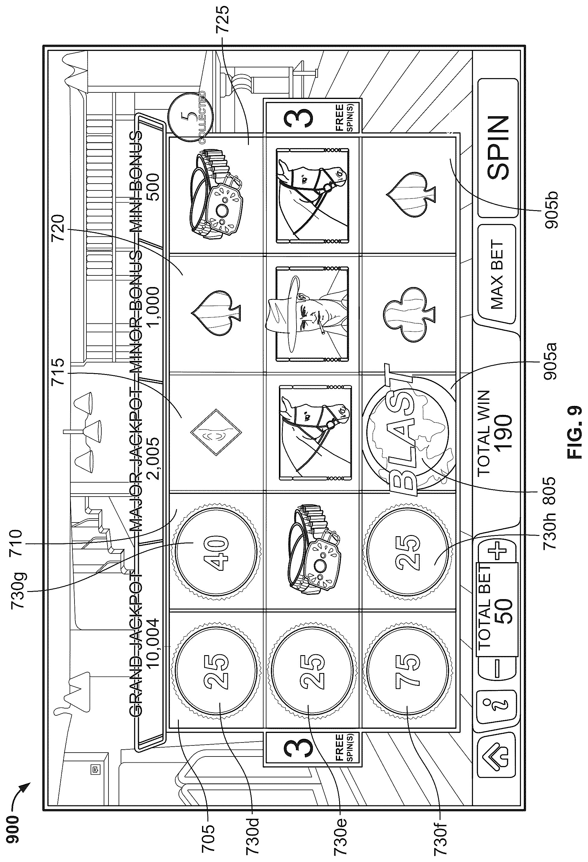 Patent US11847892 Figure 9 – Controlling an electronic gaming machine to provide a prize on symbol trigger