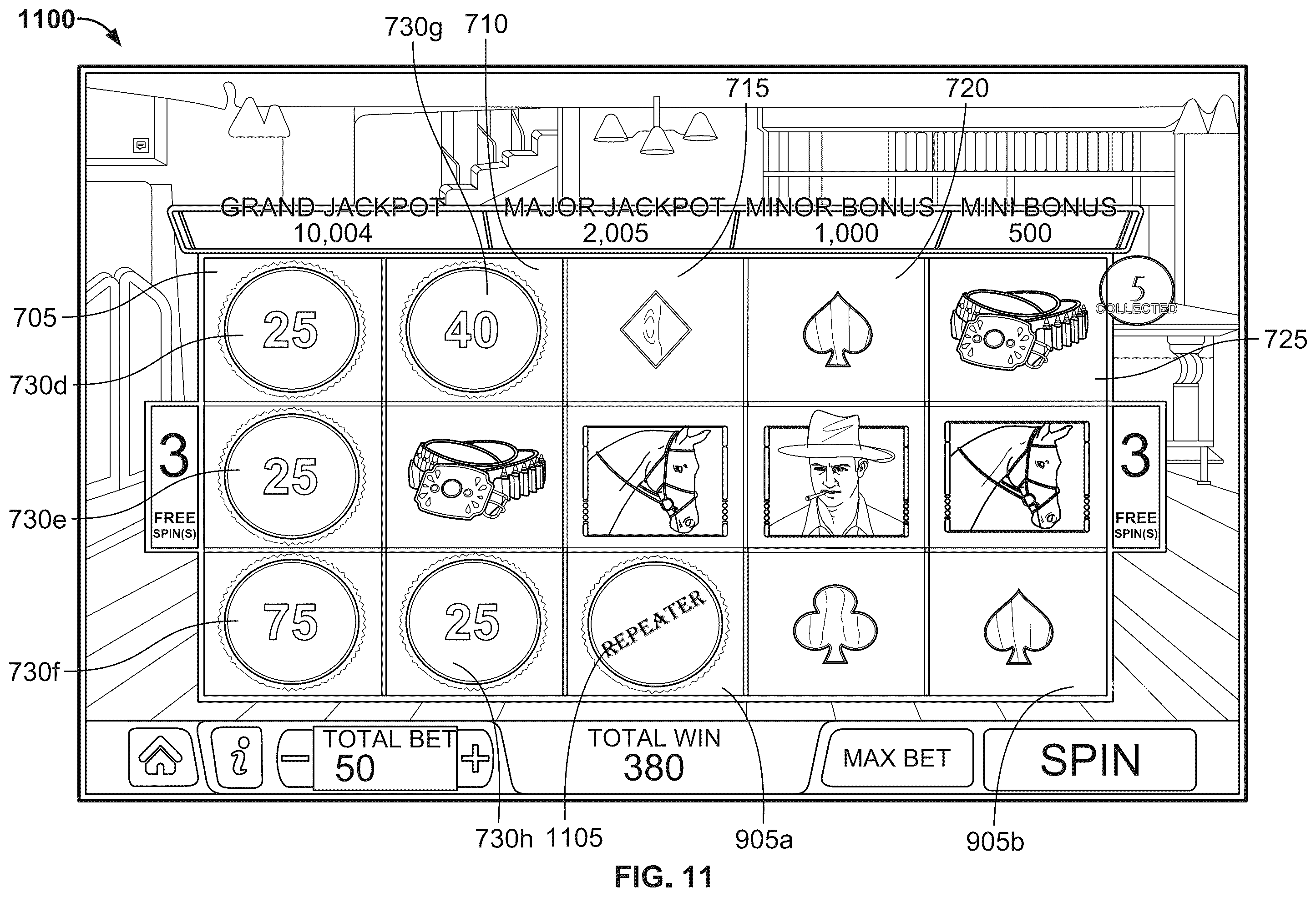 Patent US11847892 Figure 11 – Controlling an electronic gaming machine to provide a prize on symbol trigger