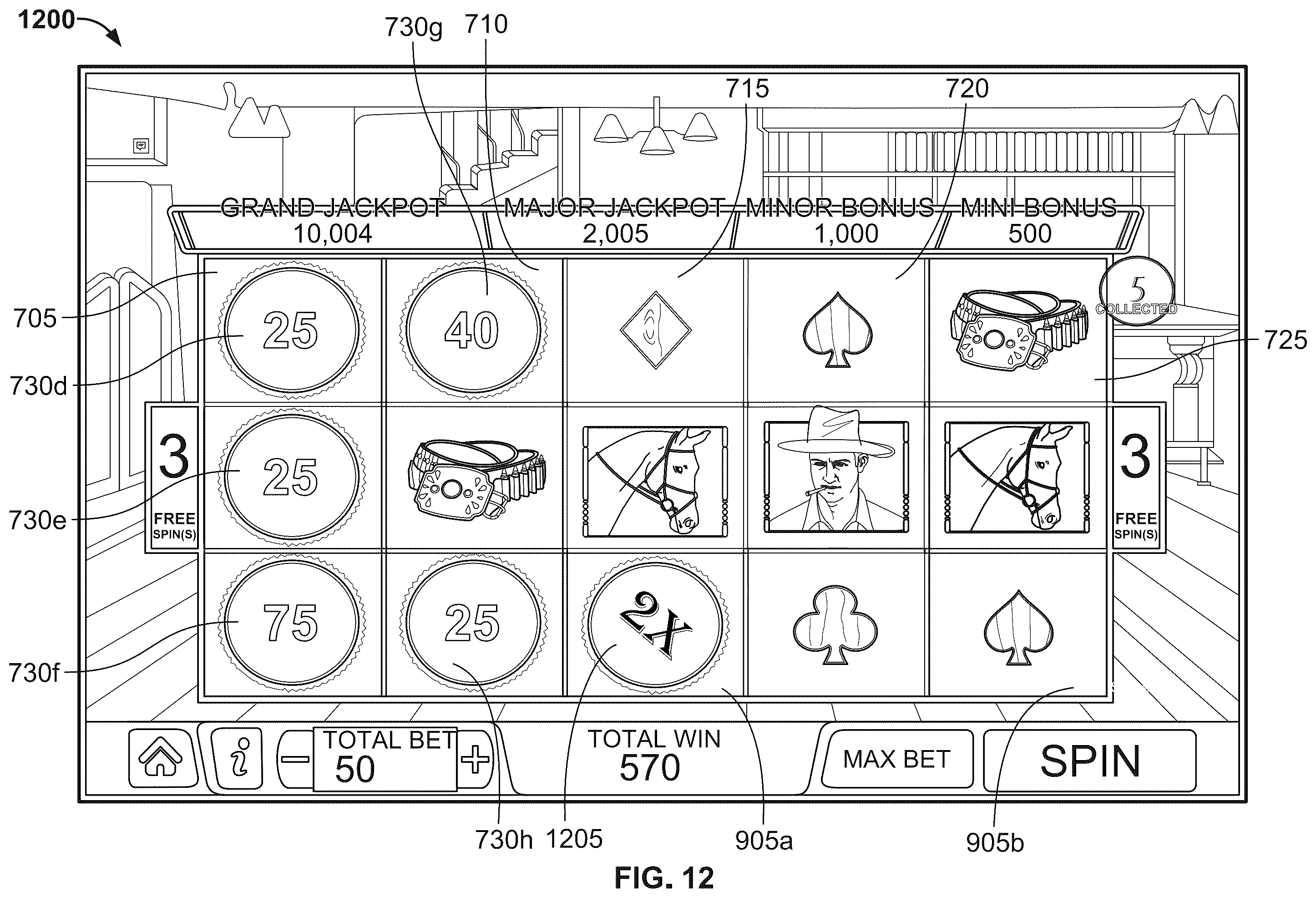 Patent US11847892 Figure 12 – Controlling an electronic gaming machine to provide a prize on symbol trigger