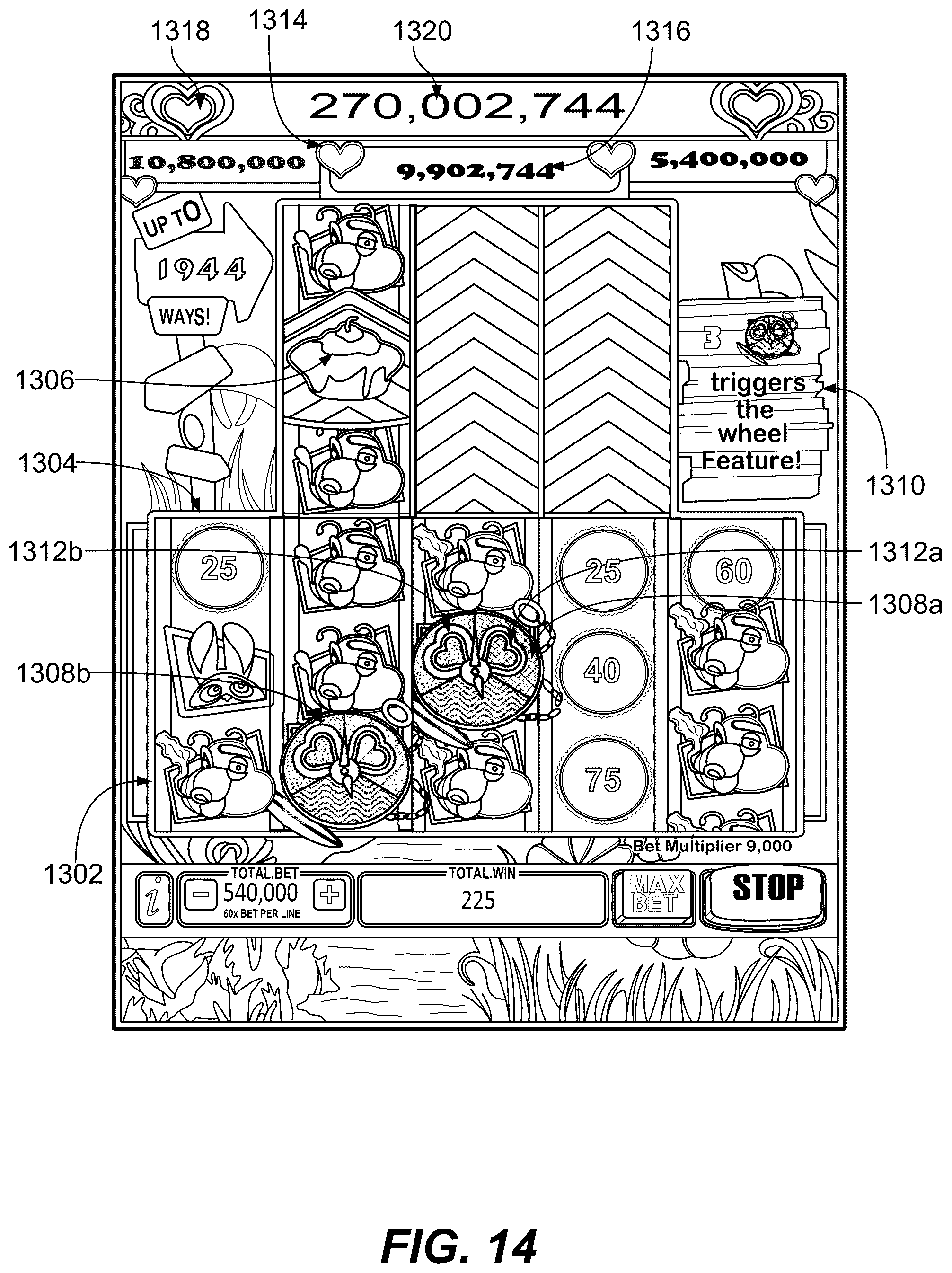 Patent US11847892 Figure 14 – Controlling an electronic gaming machine to provide a prize on symbol trigger