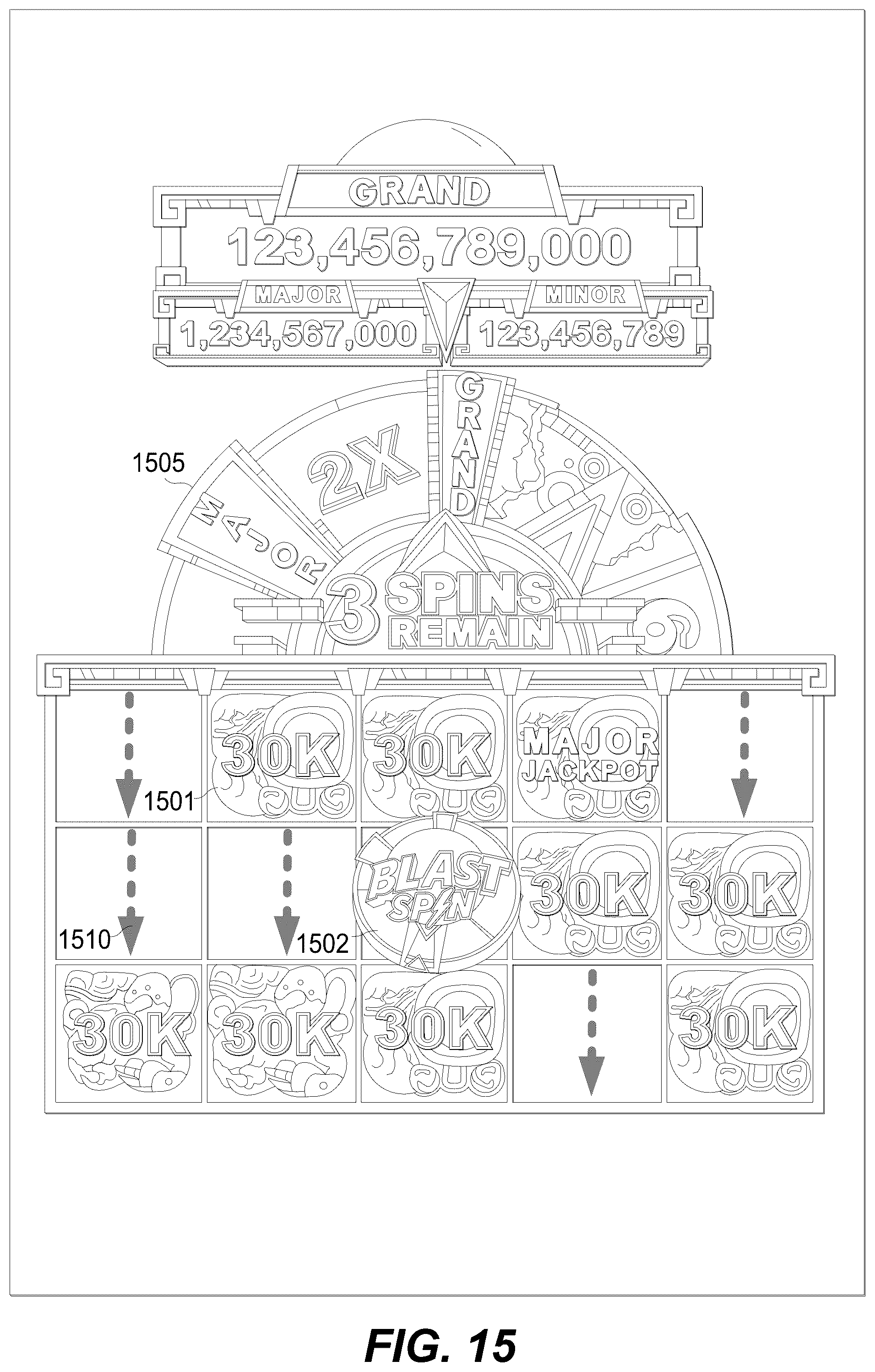 Patent US11847892 Figure 15 – Controlling an electronic gaming machine to provide a prize on symbol trigger