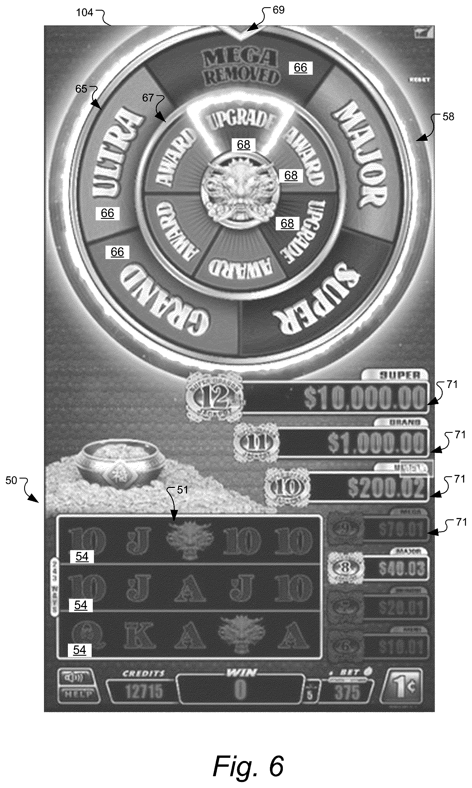 Patent US11847893 Figure 6 – Gaming machine and method with control outcomes in bonus games having bonus prize tiers
