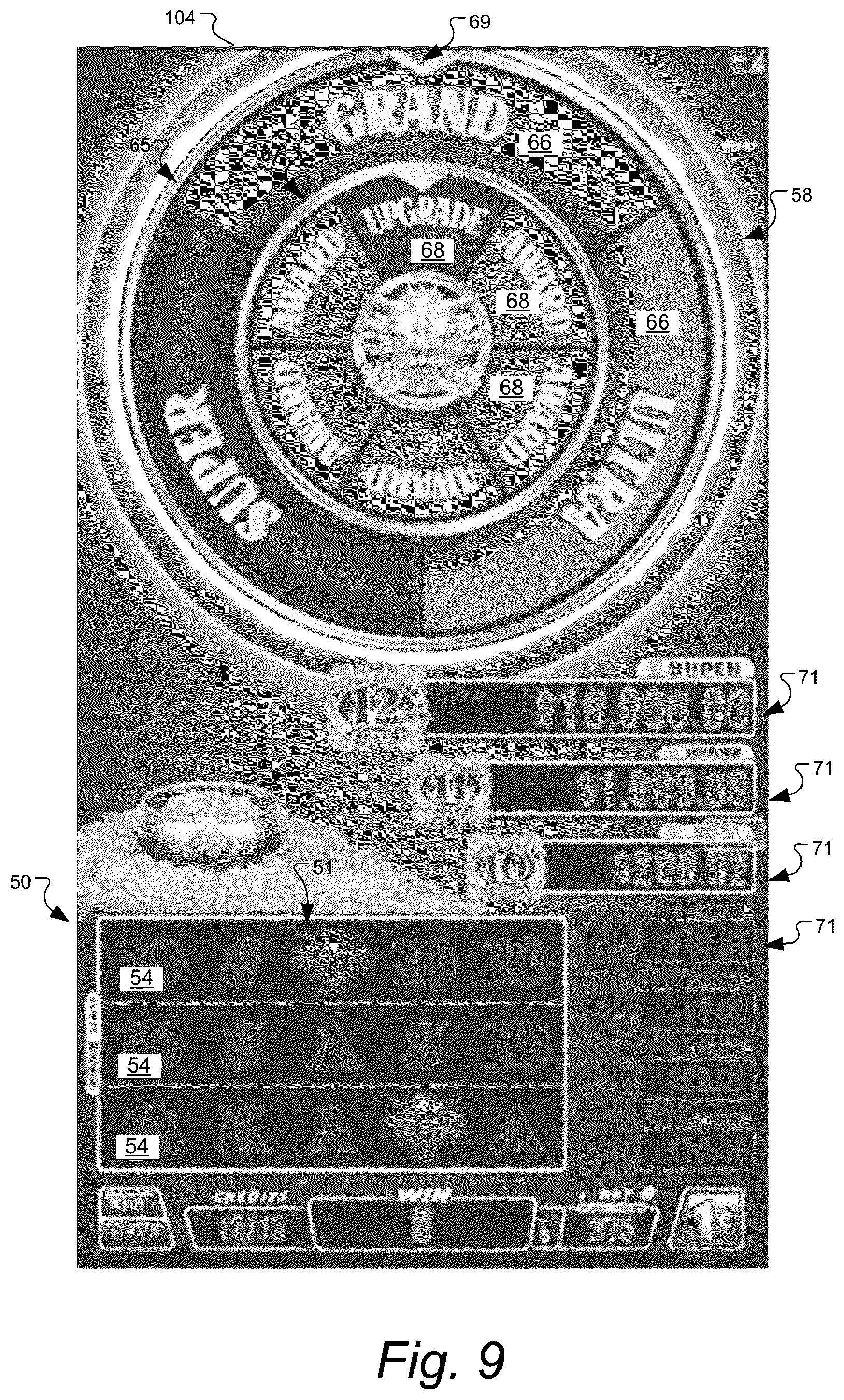 Patent US11847893 Figure 9 – Gaming machine and method with control outcomes in bonus games having bonus prize tiers