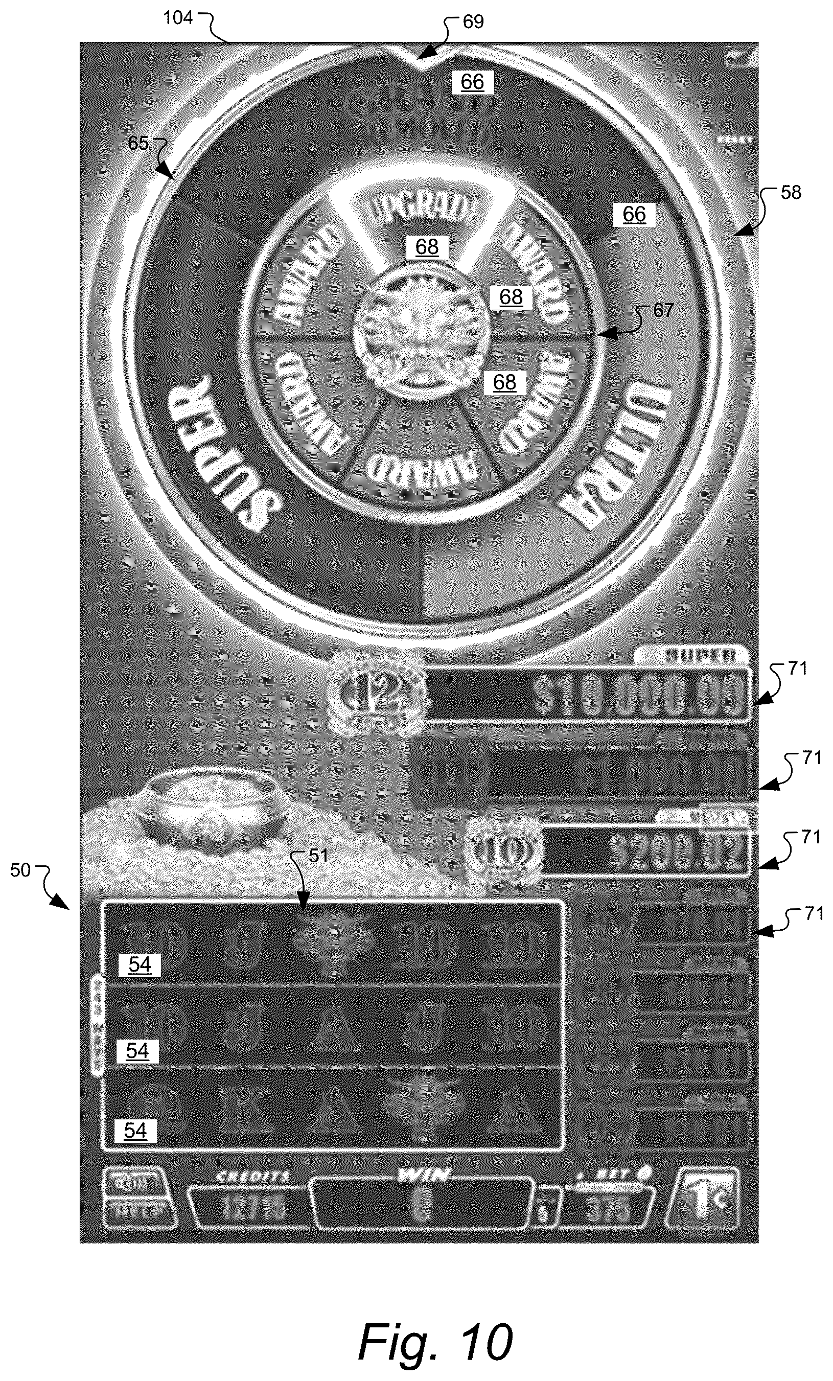 Patent US11847893 Figure 10 – Gaming machine and method with control outcomes in bonus games having bonus prize tiers