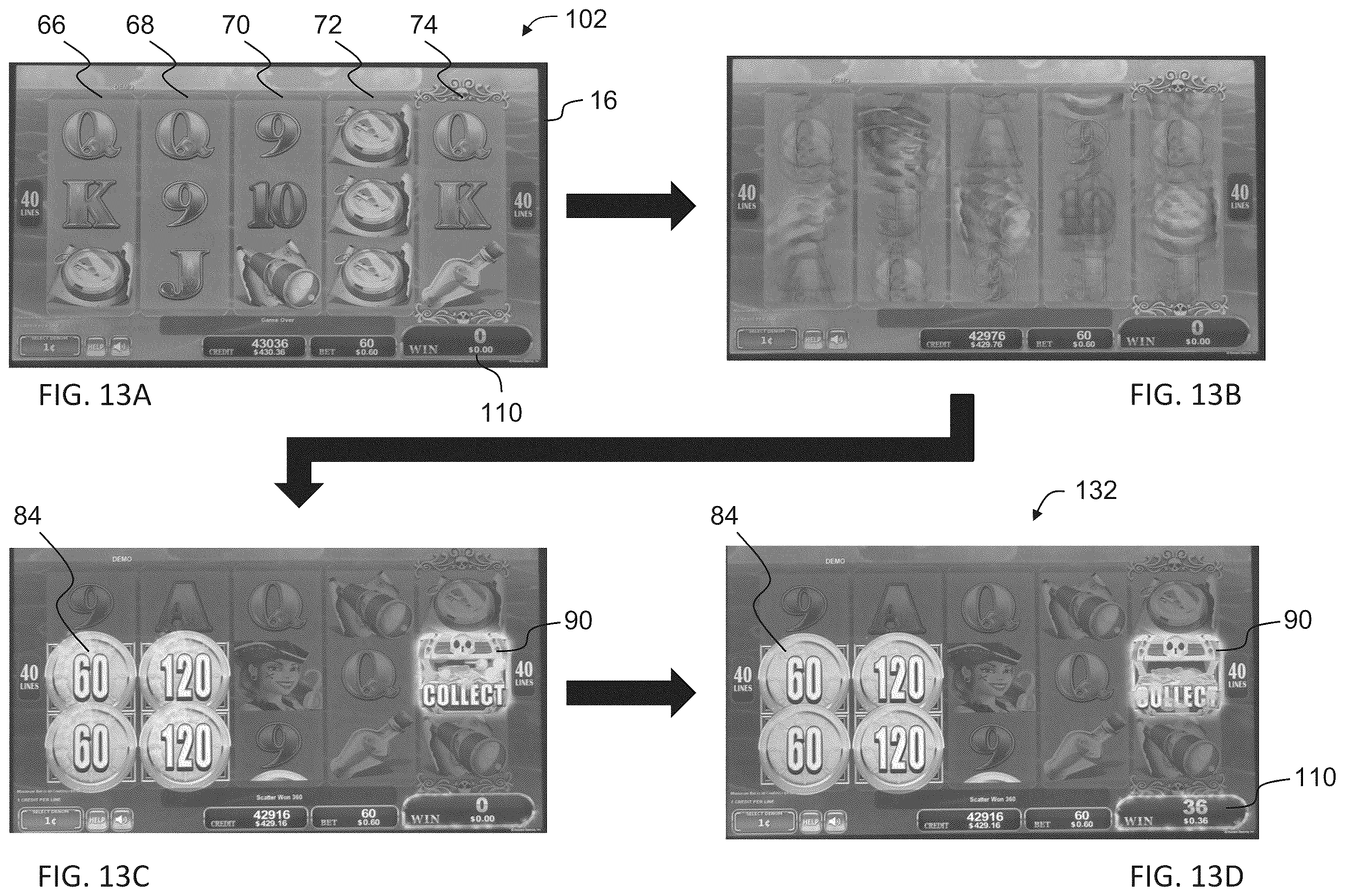Patent US11847894 Figure 15 – Gaming machine, control method for machine, and program for operating a gaming machine to display an animated sequence of computer-generated images including a bonus feature event