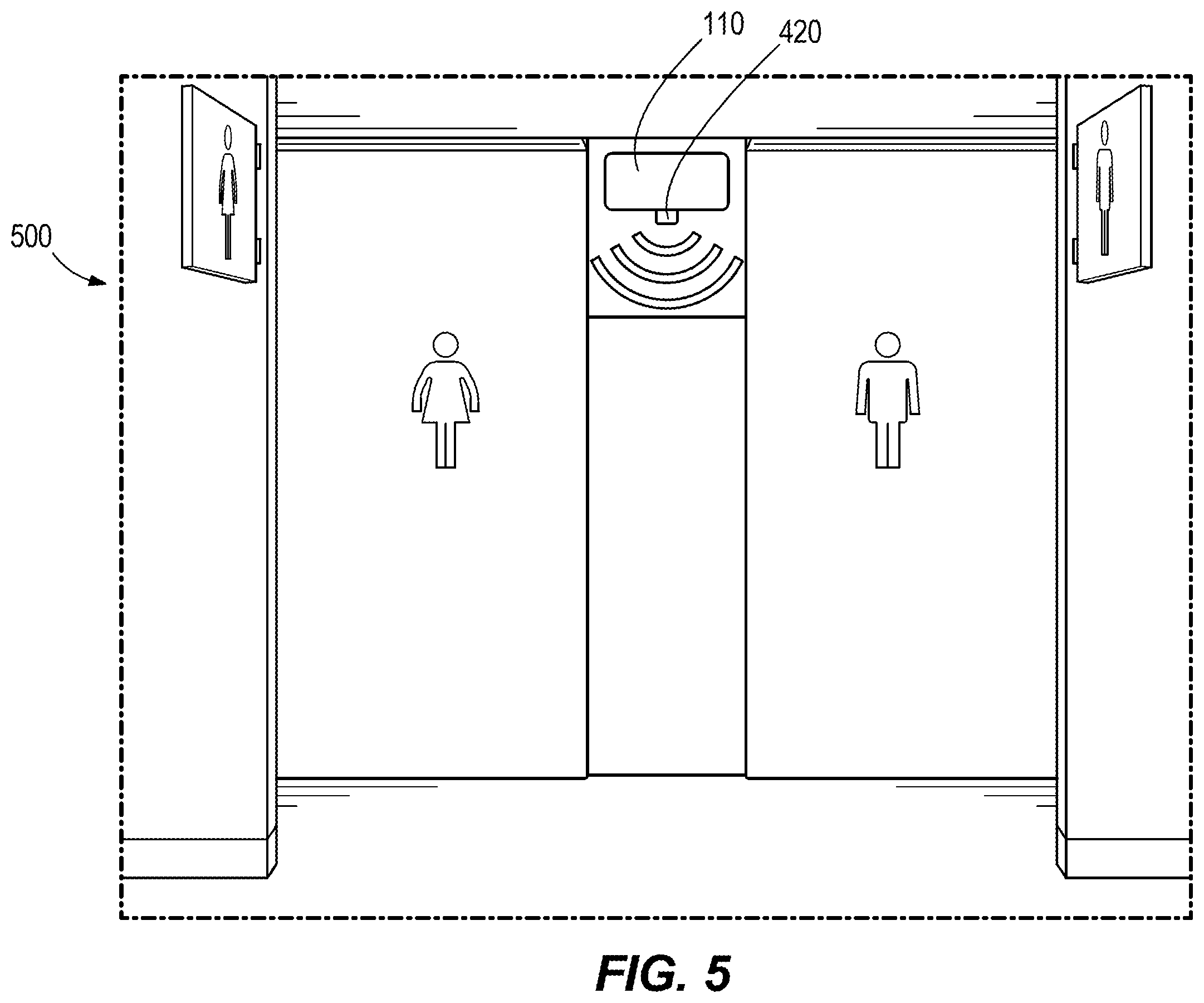 Patent US11847905 Figure 5 – Cloud-connected occupancy lights and status indication